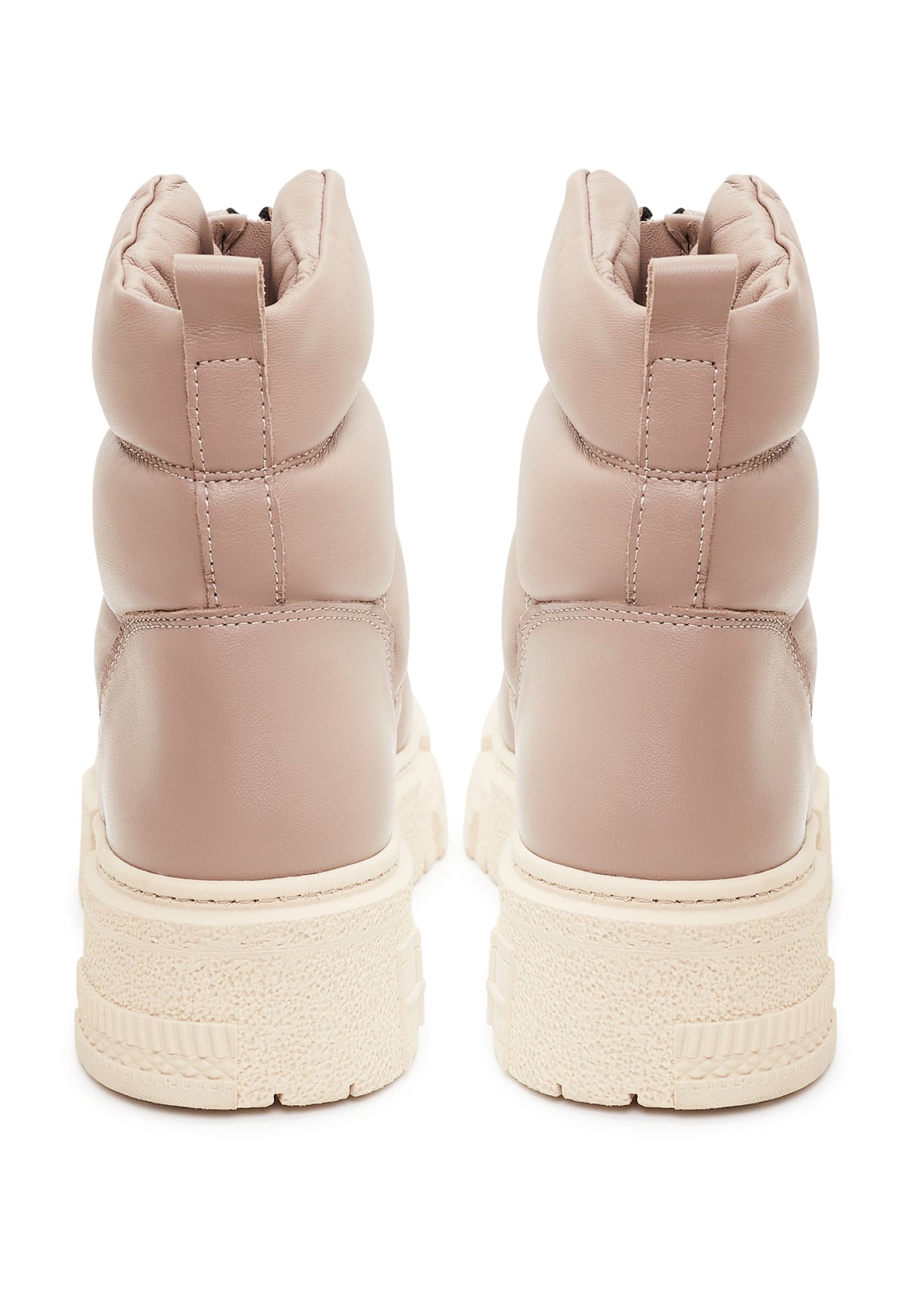 Chunky Quilted Ankle Boots - Beige