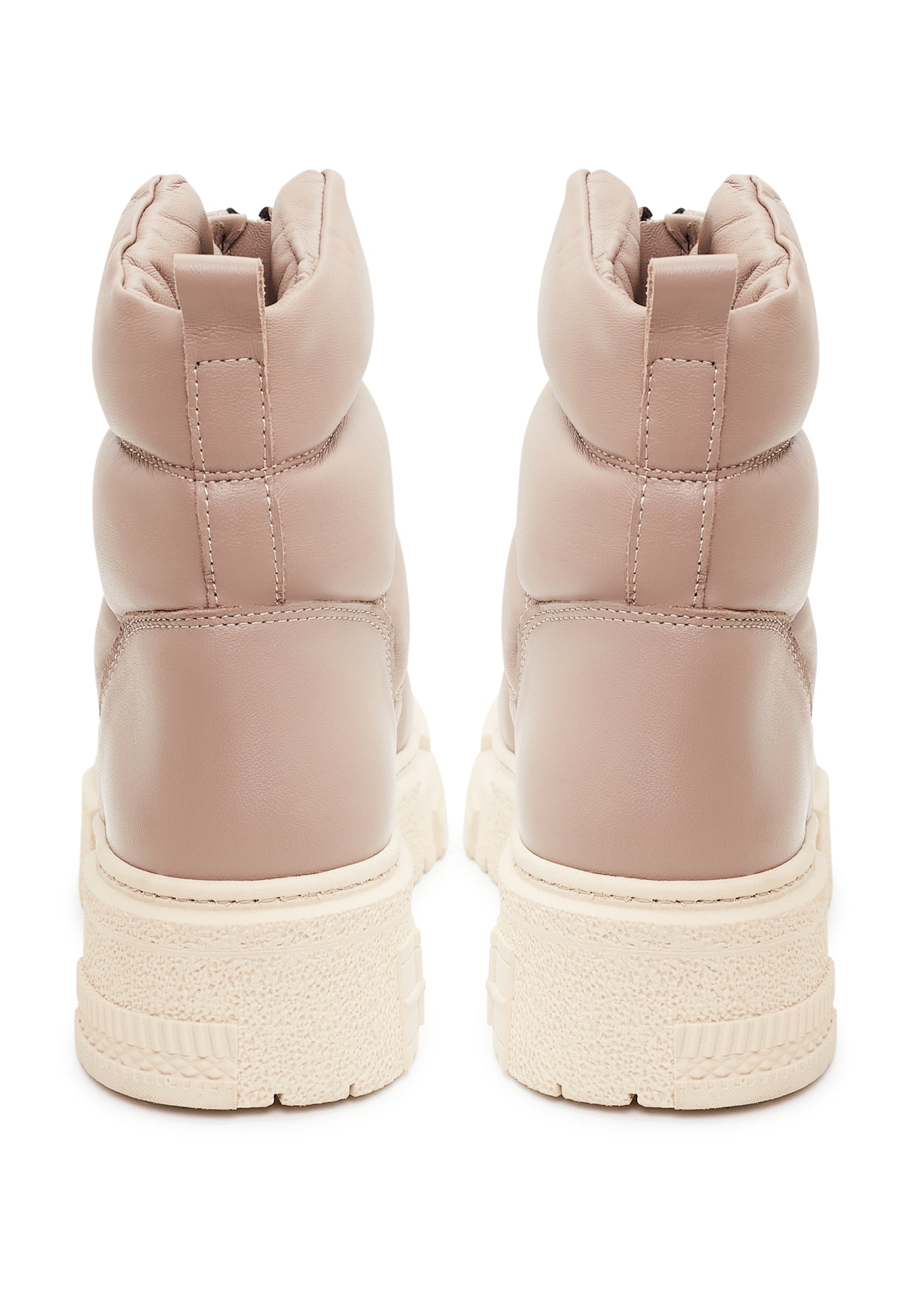 Chunky Quilted Ankle Boots - Beige