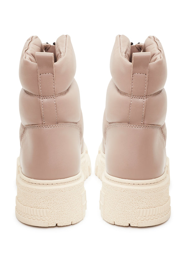 Chunky Quilted Ankle Boots - Beige