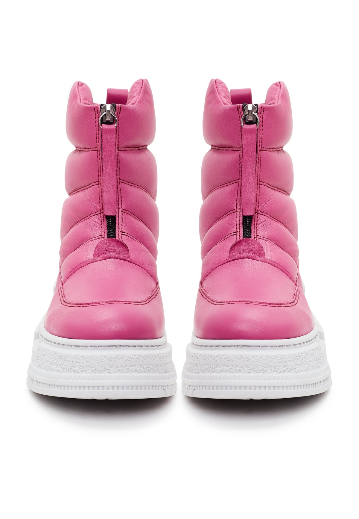 Chunky Quilted Ankle Boots - Fuchsia