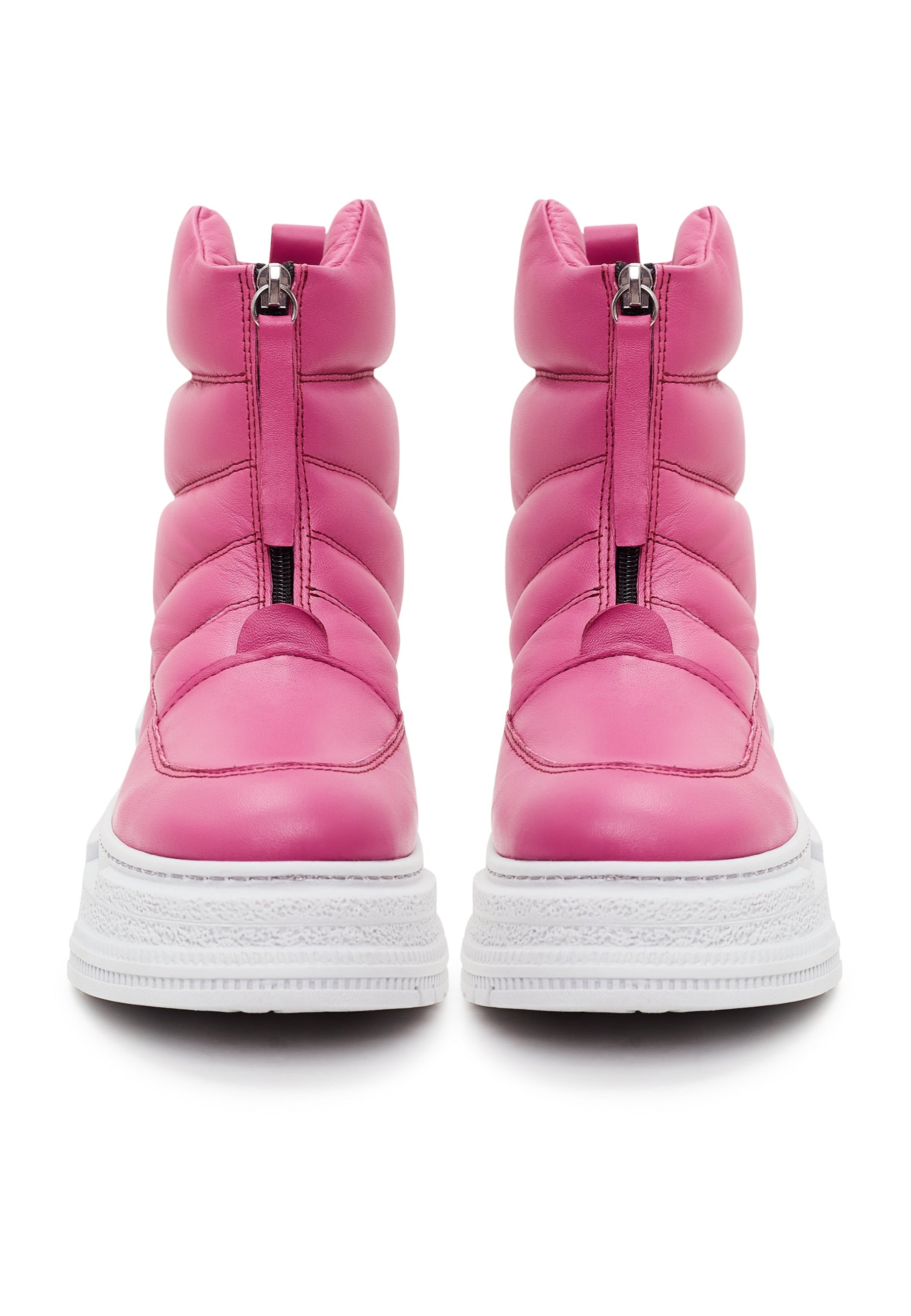 Chunky Quilted Ankle Boots - Fuchsia