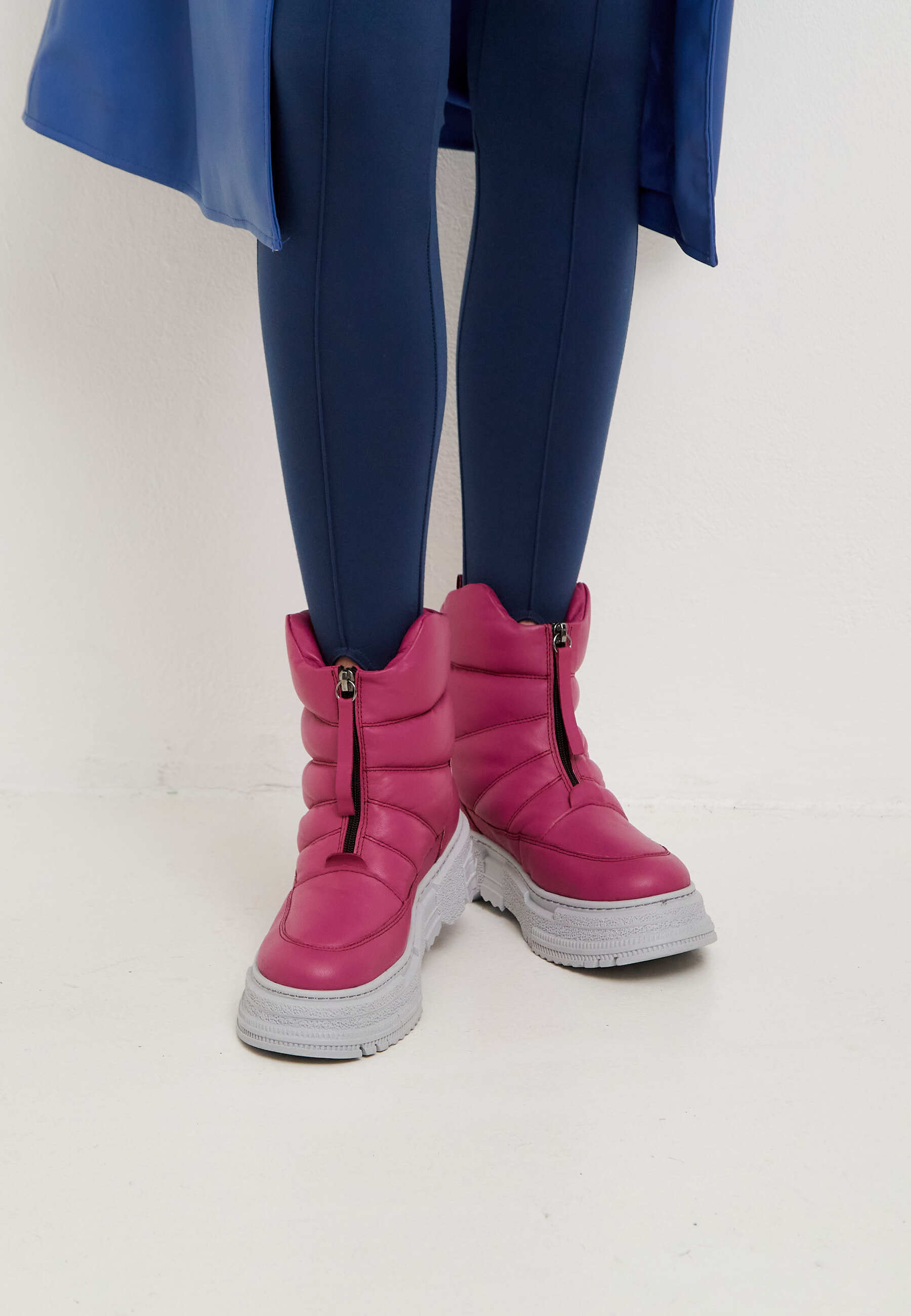 Chunky Quilted Ankle Boots - Fuchsia