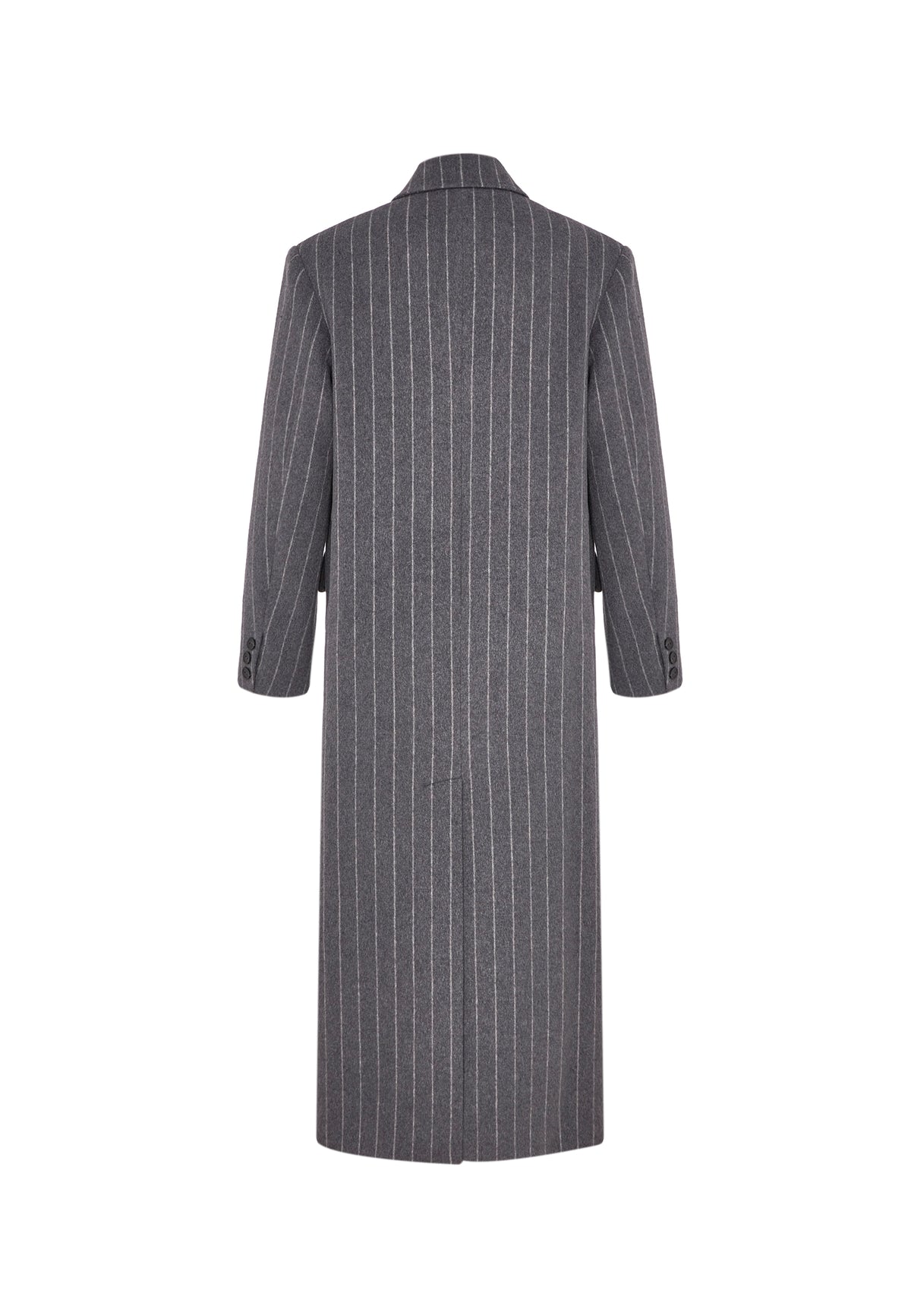 Pinstripe Wool Blend Long Coat