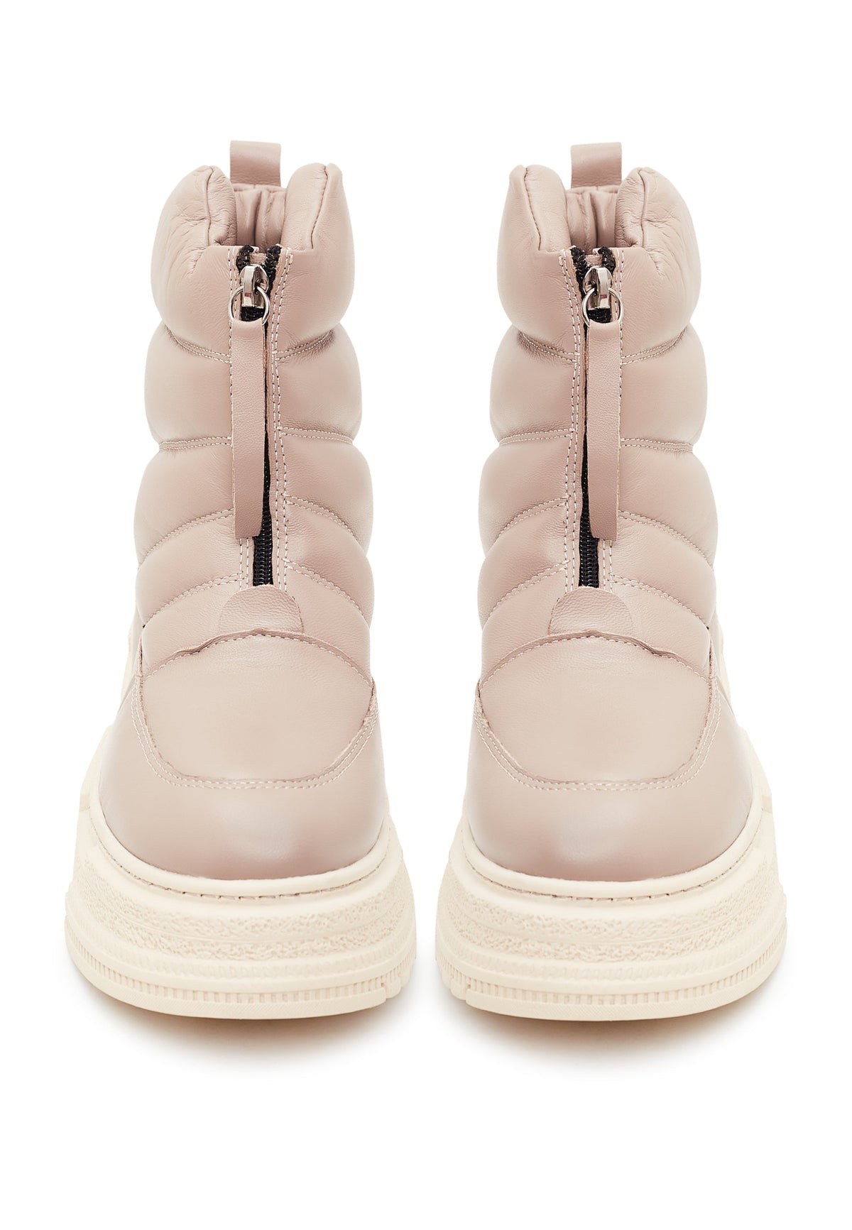 Chunky Quilted Ankle Boots - Beige