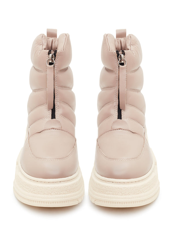 Chunky Quilted Ankle Boots - Beige