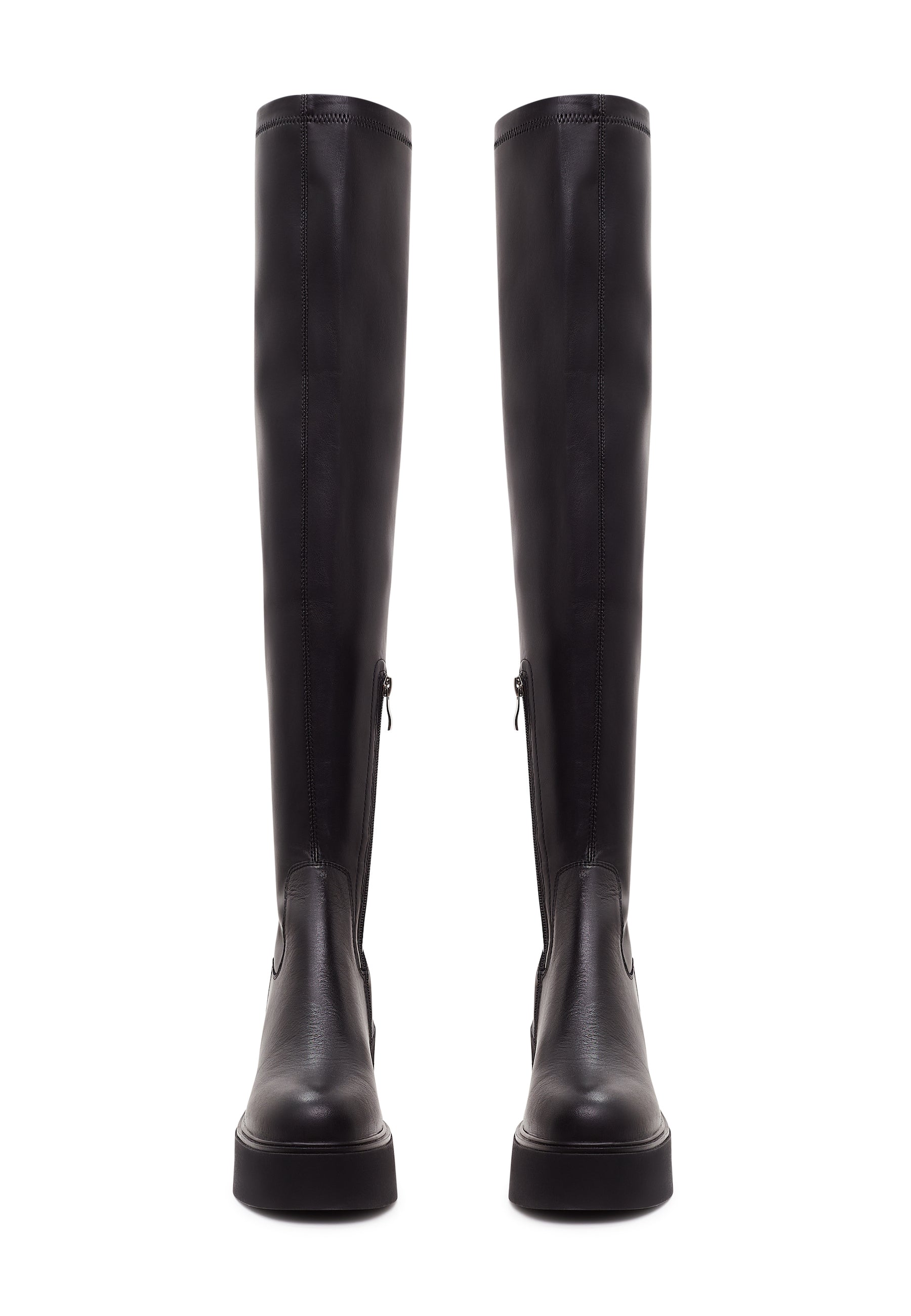 Platform Over-The-Knee Boots - Black