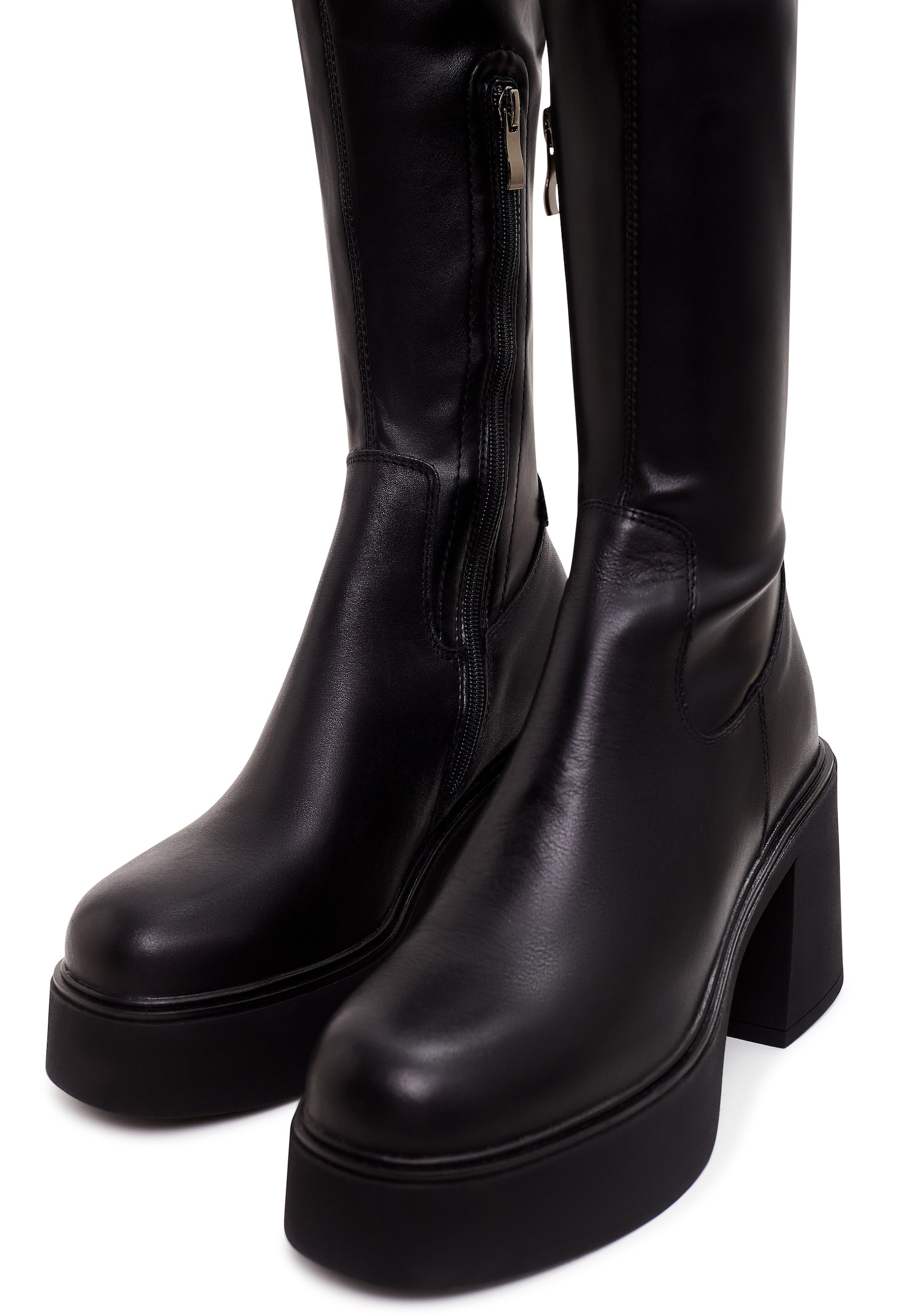 Platform Over-The-Knee Boots - Black