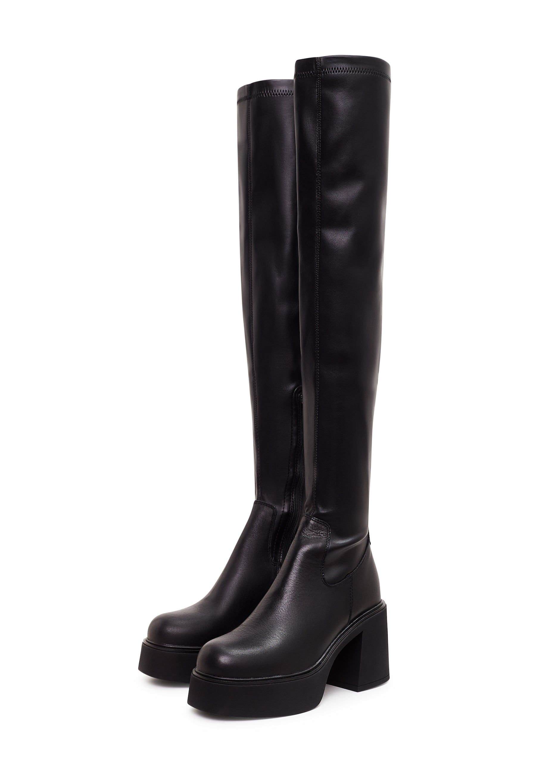 Platform Over-The-Knee Boots - Black