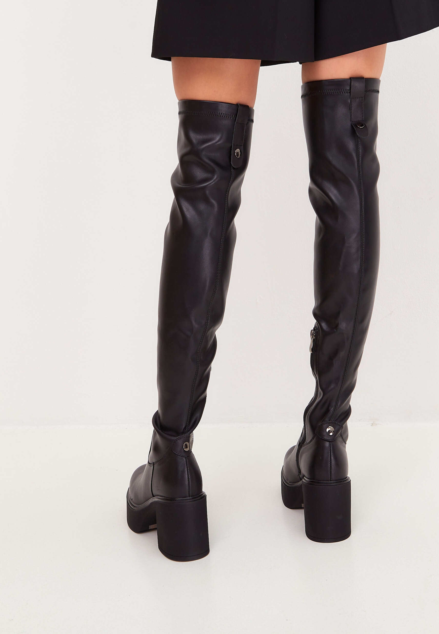 Platform Over-The-Knee Boots - Black