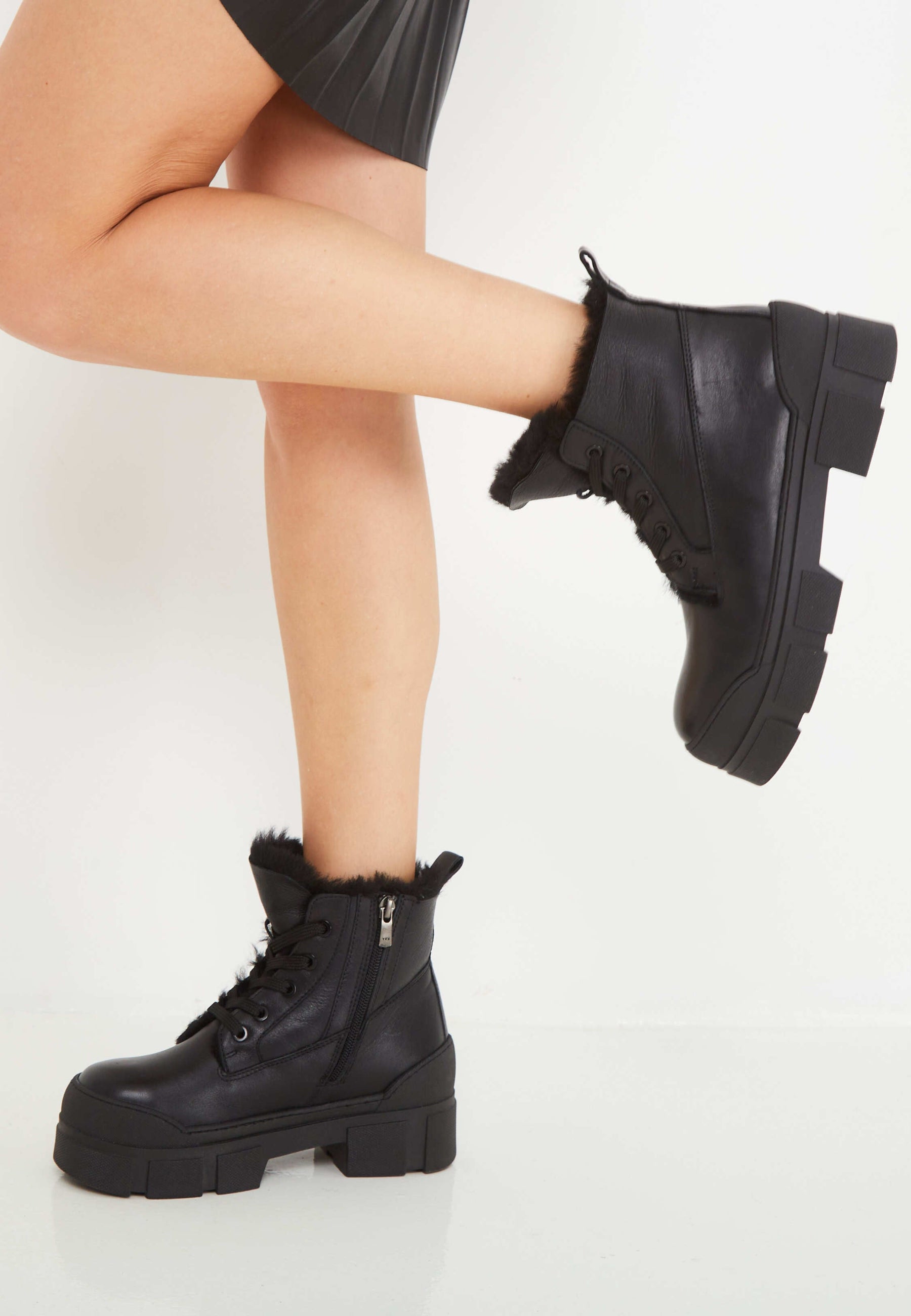 Chunky Wool-Lined Ankle Boots