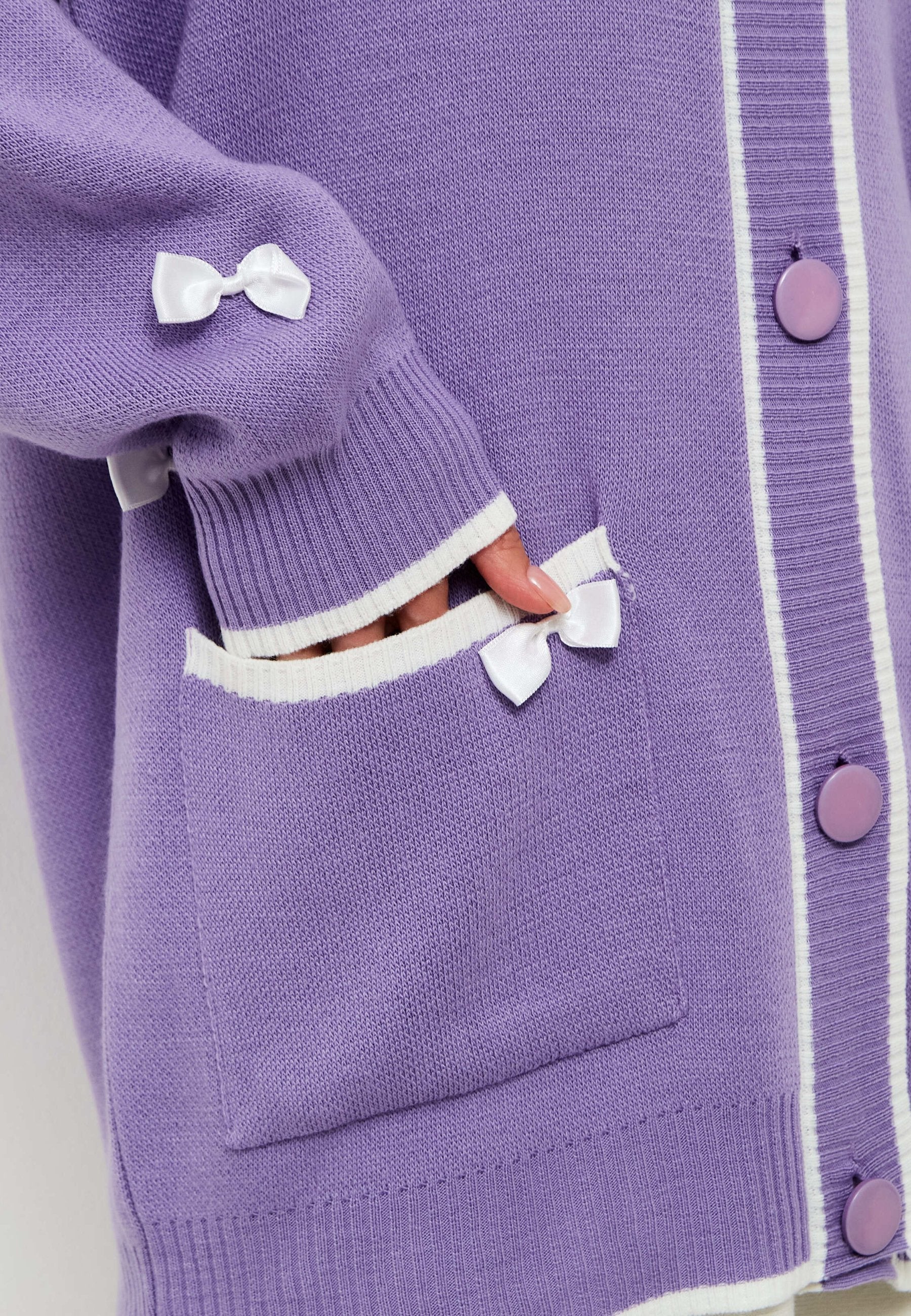 Bow Knit Cardigan - Lilac