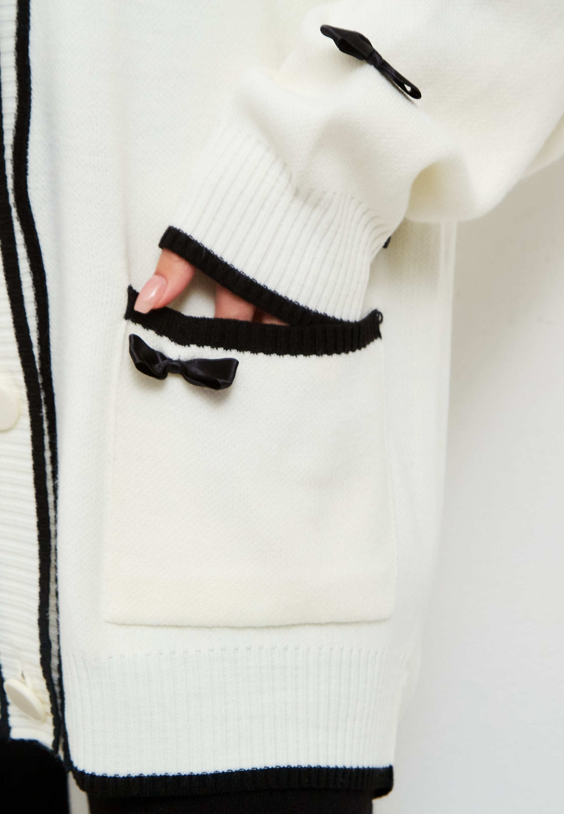 Bow Knit Cardigan - White