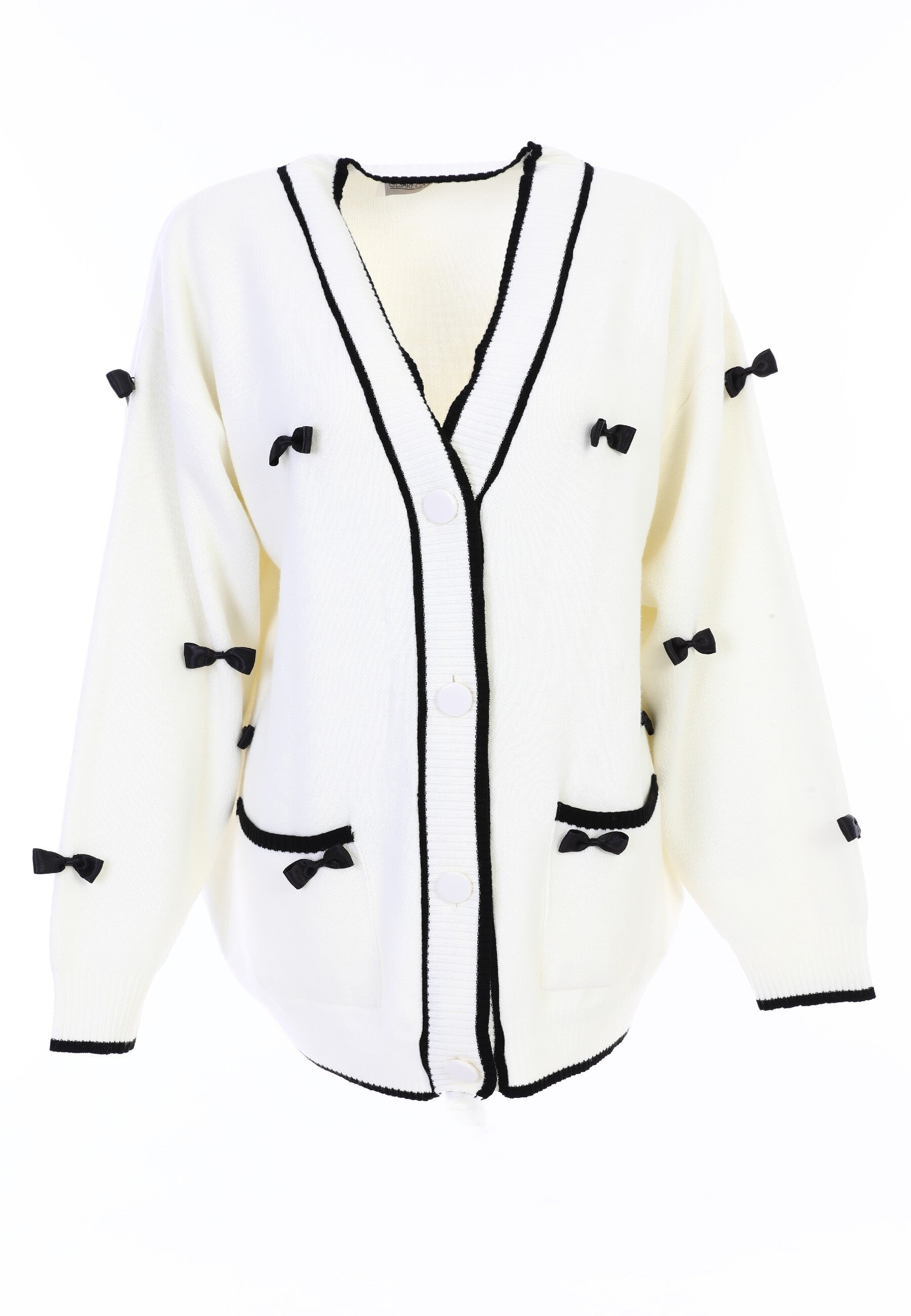 Bow Knit Cardigan - White