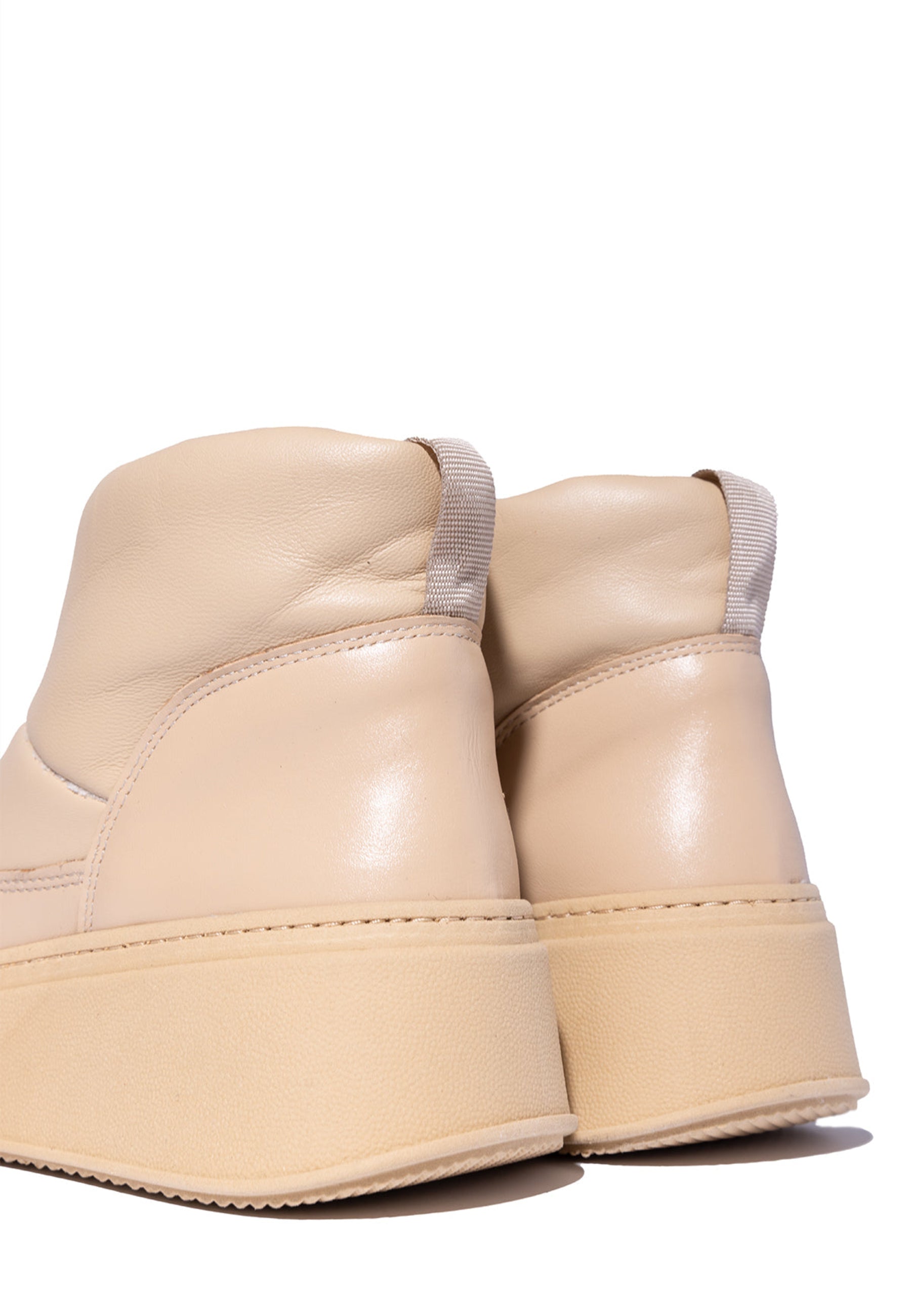 Padded Ankle Boots with Patterned Lining - Beige