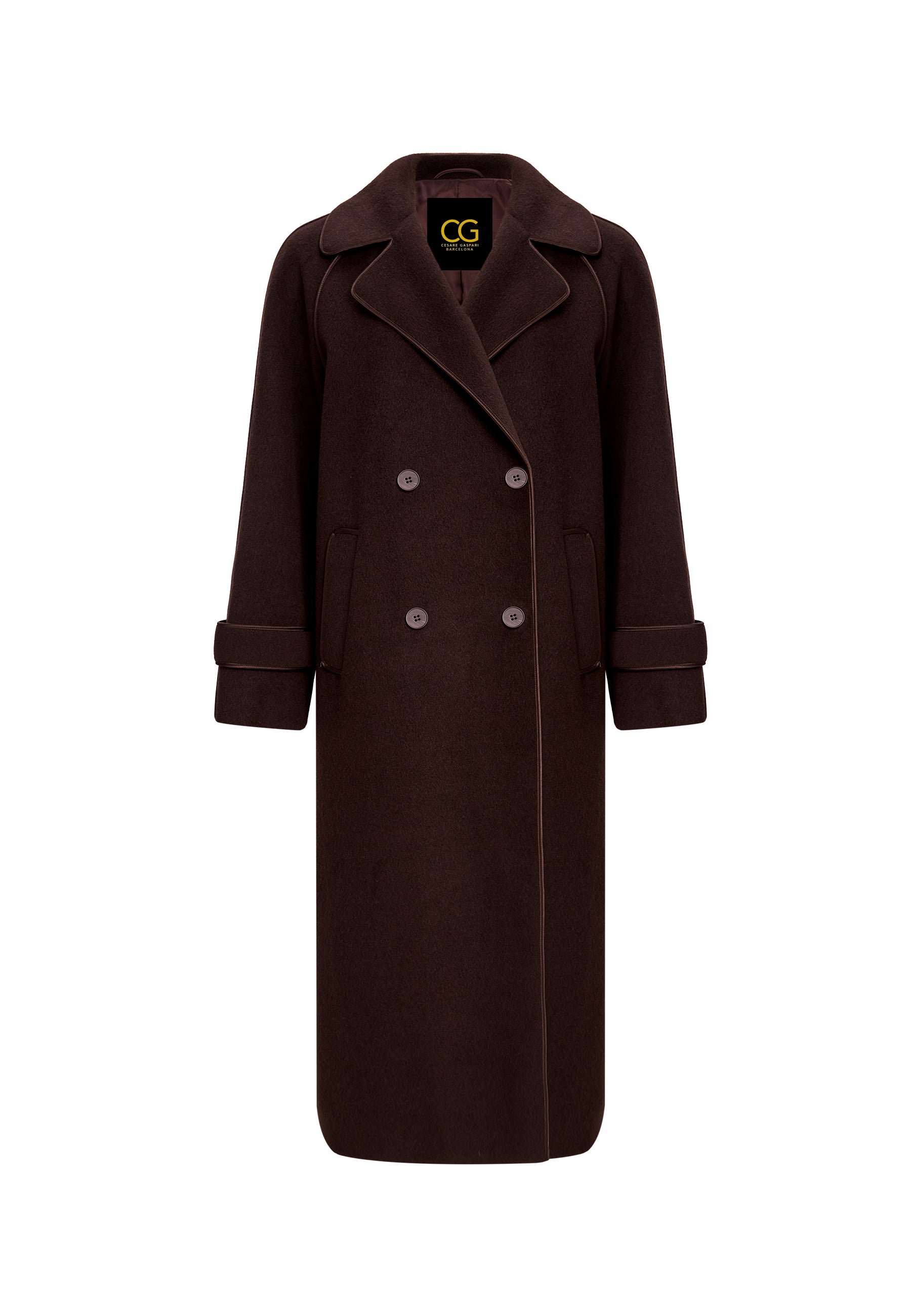 Chaqueta de mezcla de lana con solapa de muesca – marrón