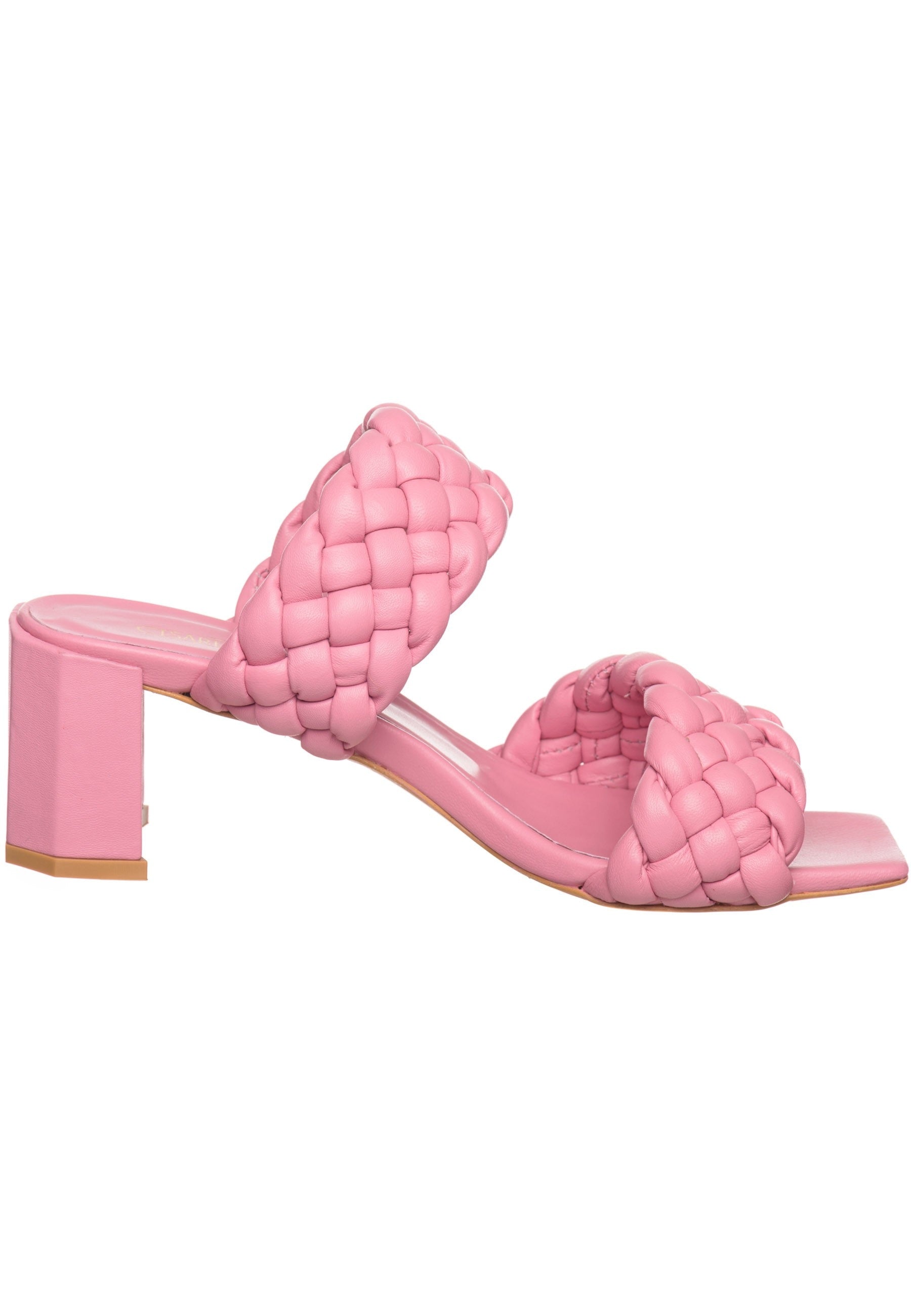 Sandalias de tacón trenzadas - Rosa