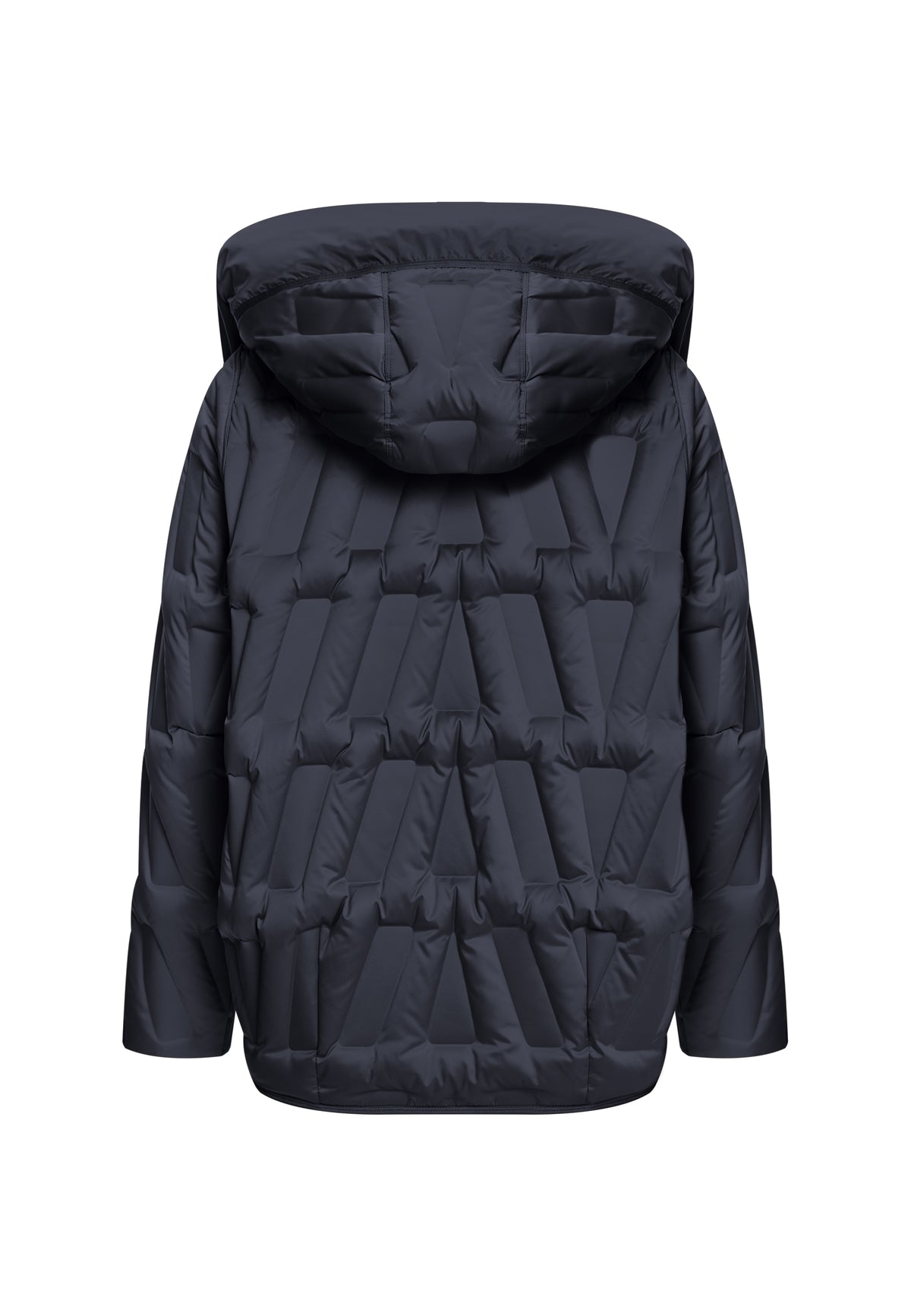 Chaqueta corta acolchada con capucha y diseño chevron – Azul