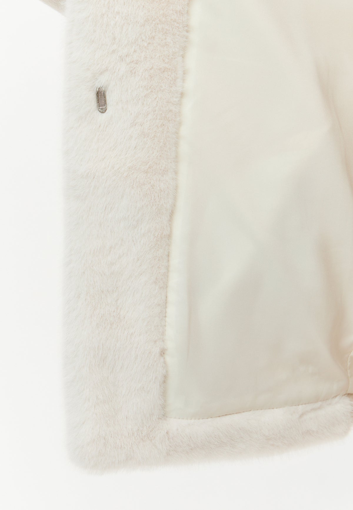 Two-Tone Faux Fur Belted Jacket - White