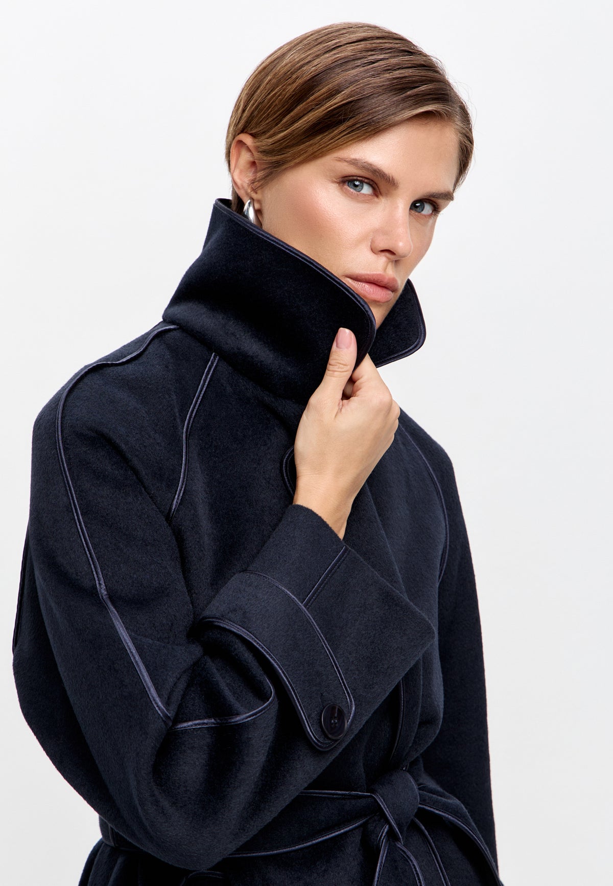 Jas van wolmix met reverskraag – Blauw