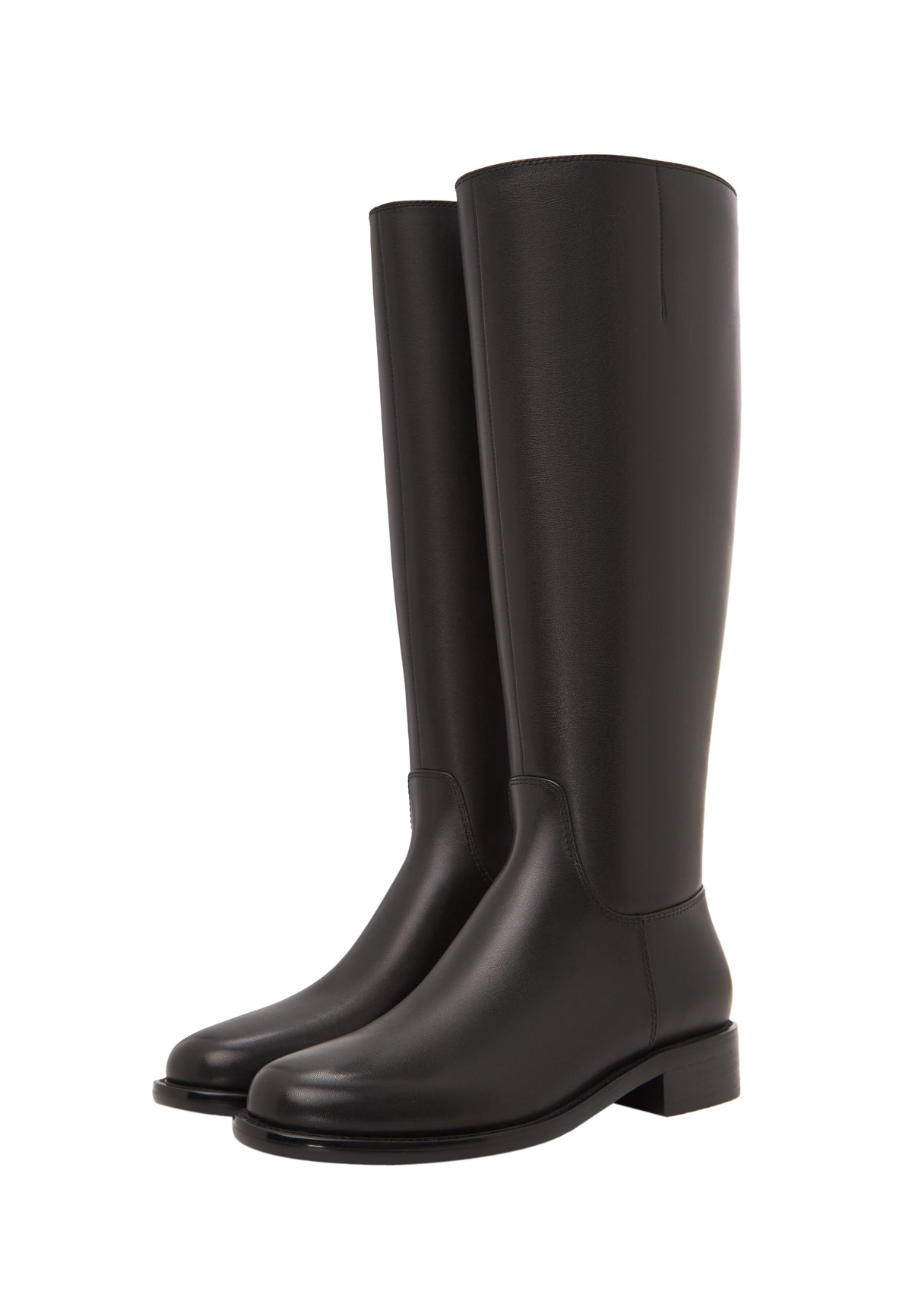 Kniehohe Reitstiefel aus Leder – Schwarz