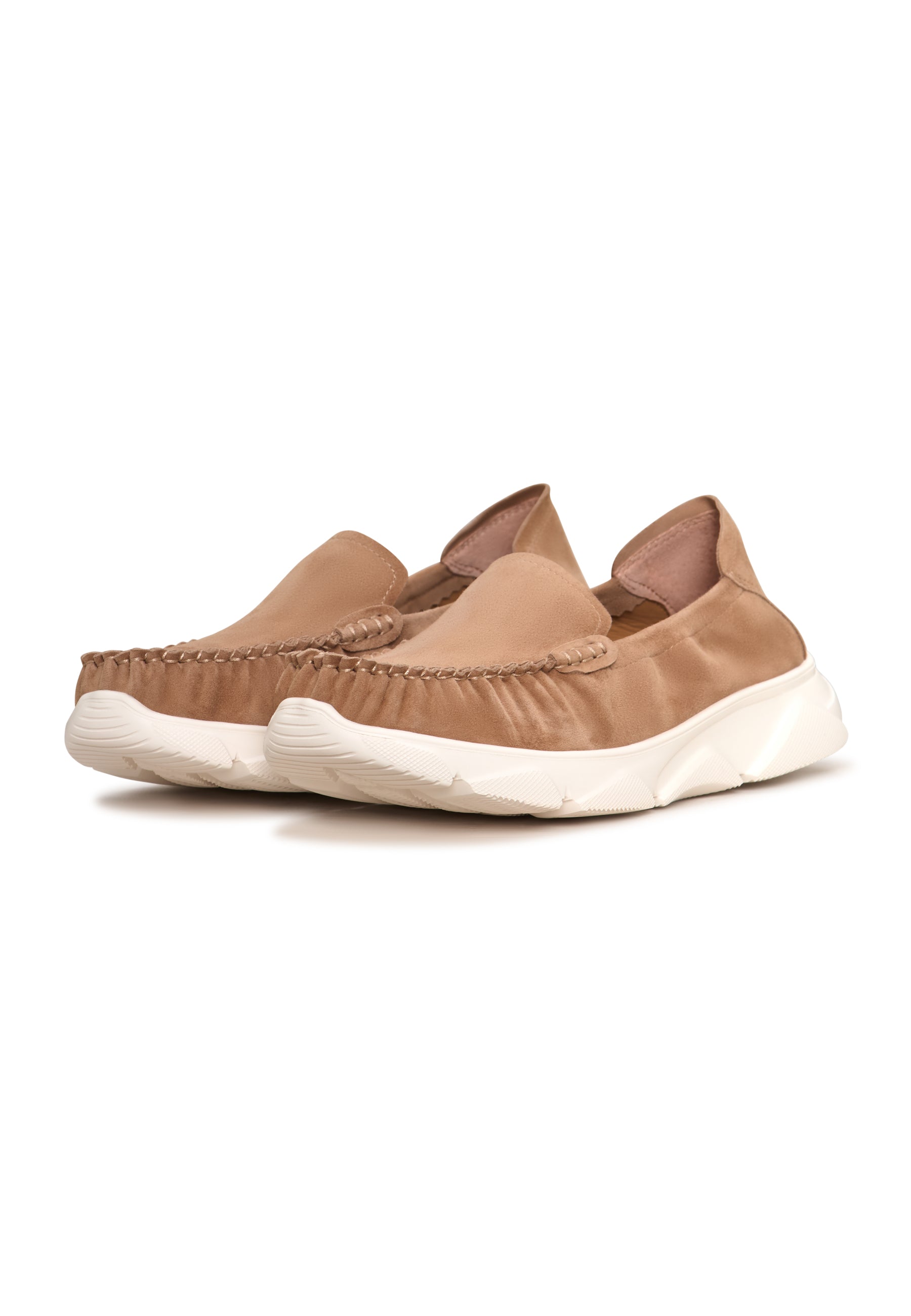 Leather Platform Moccasins Alisa - Beige