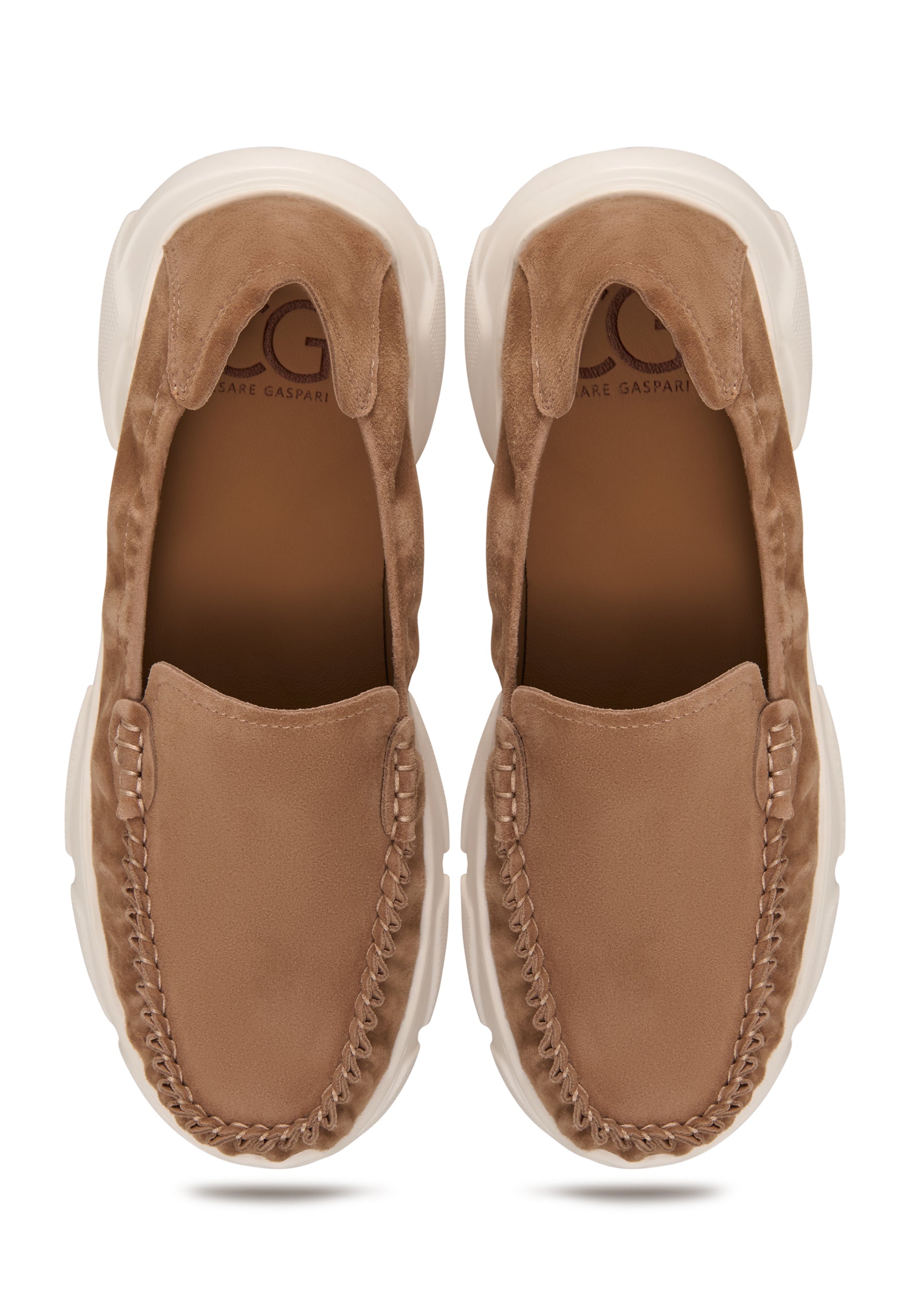 Leather Platform Moccasins Alisa - Beige