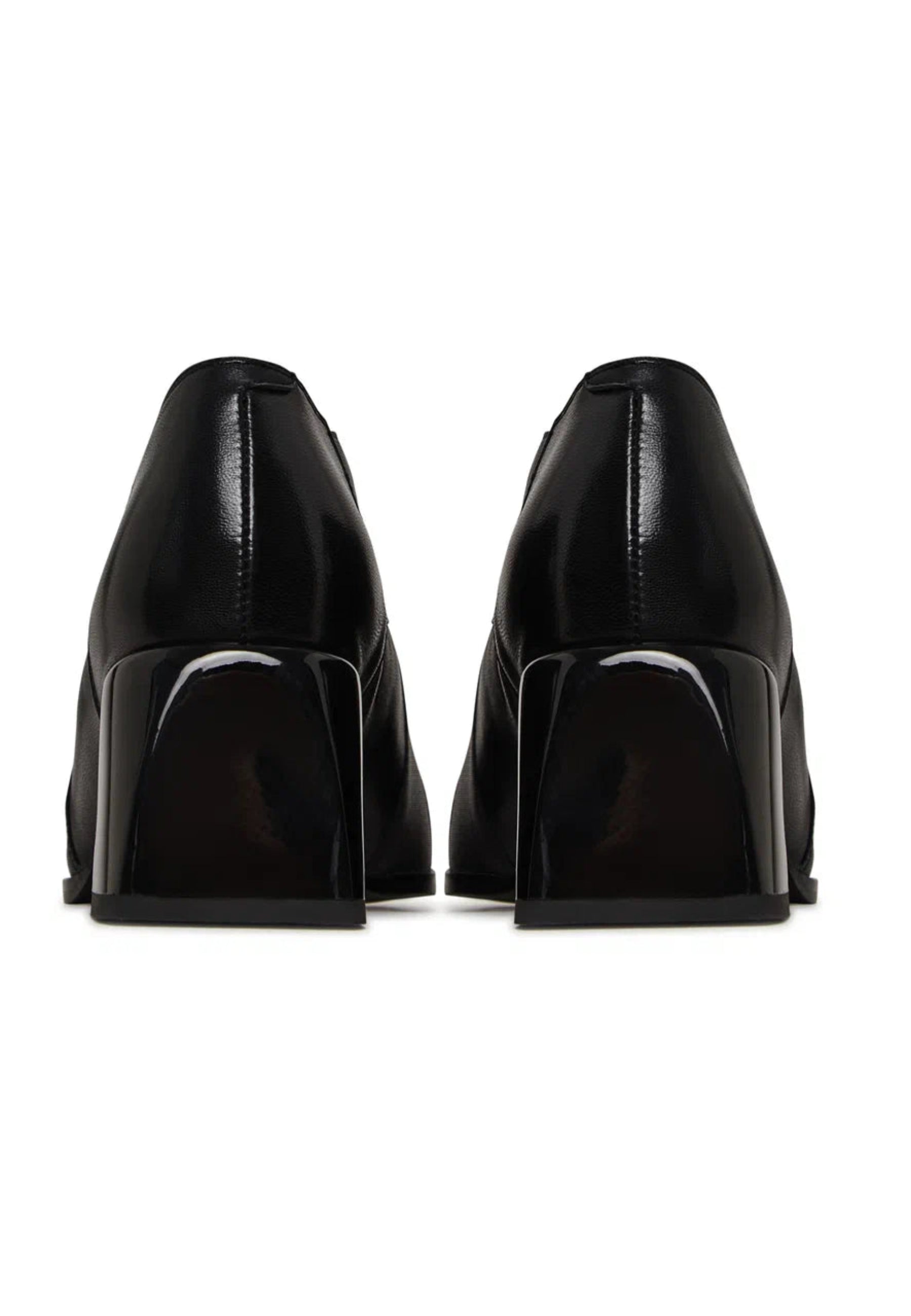 Leather Block Heel Pumps