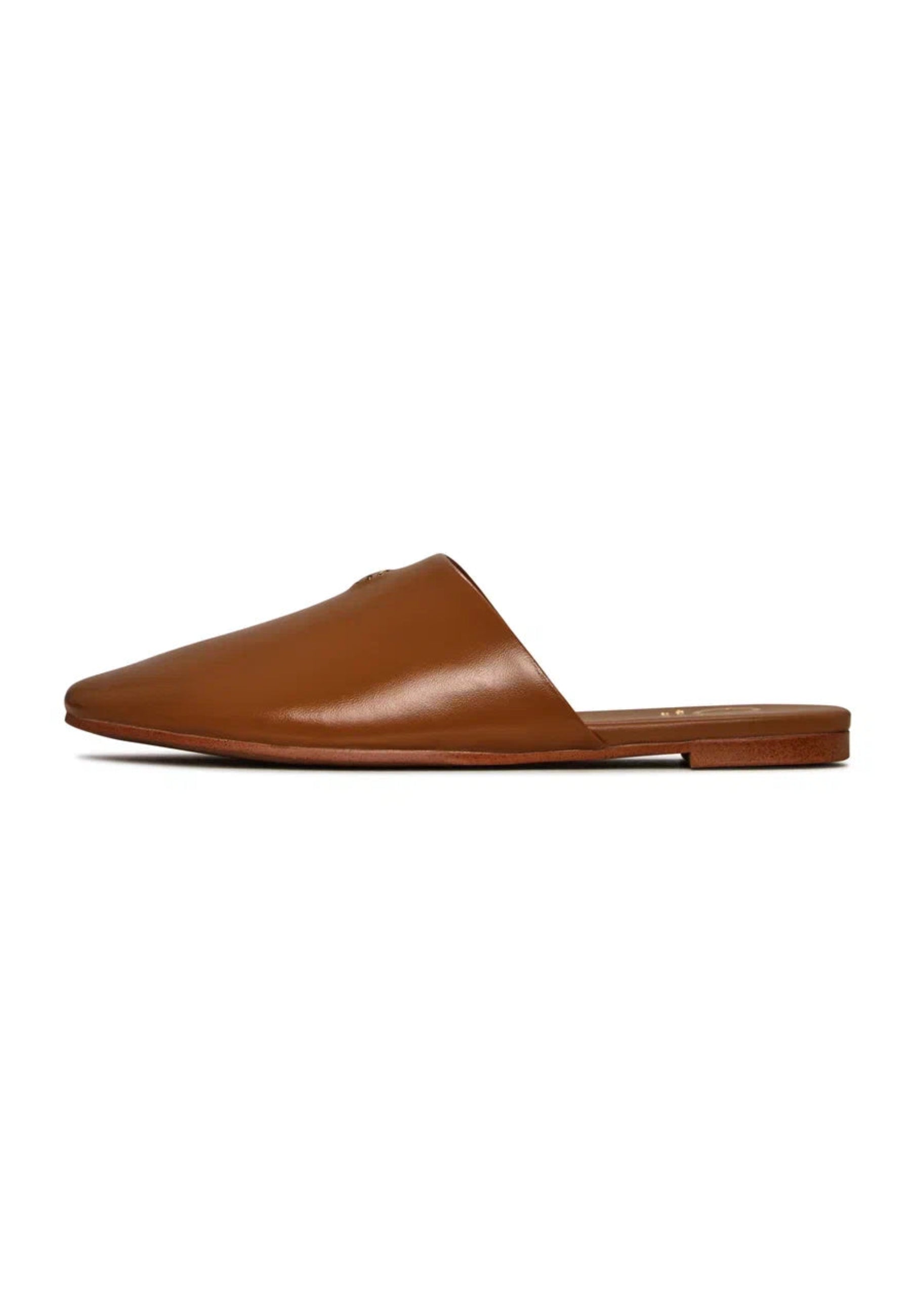 Minimalist Leather Mules - Brown