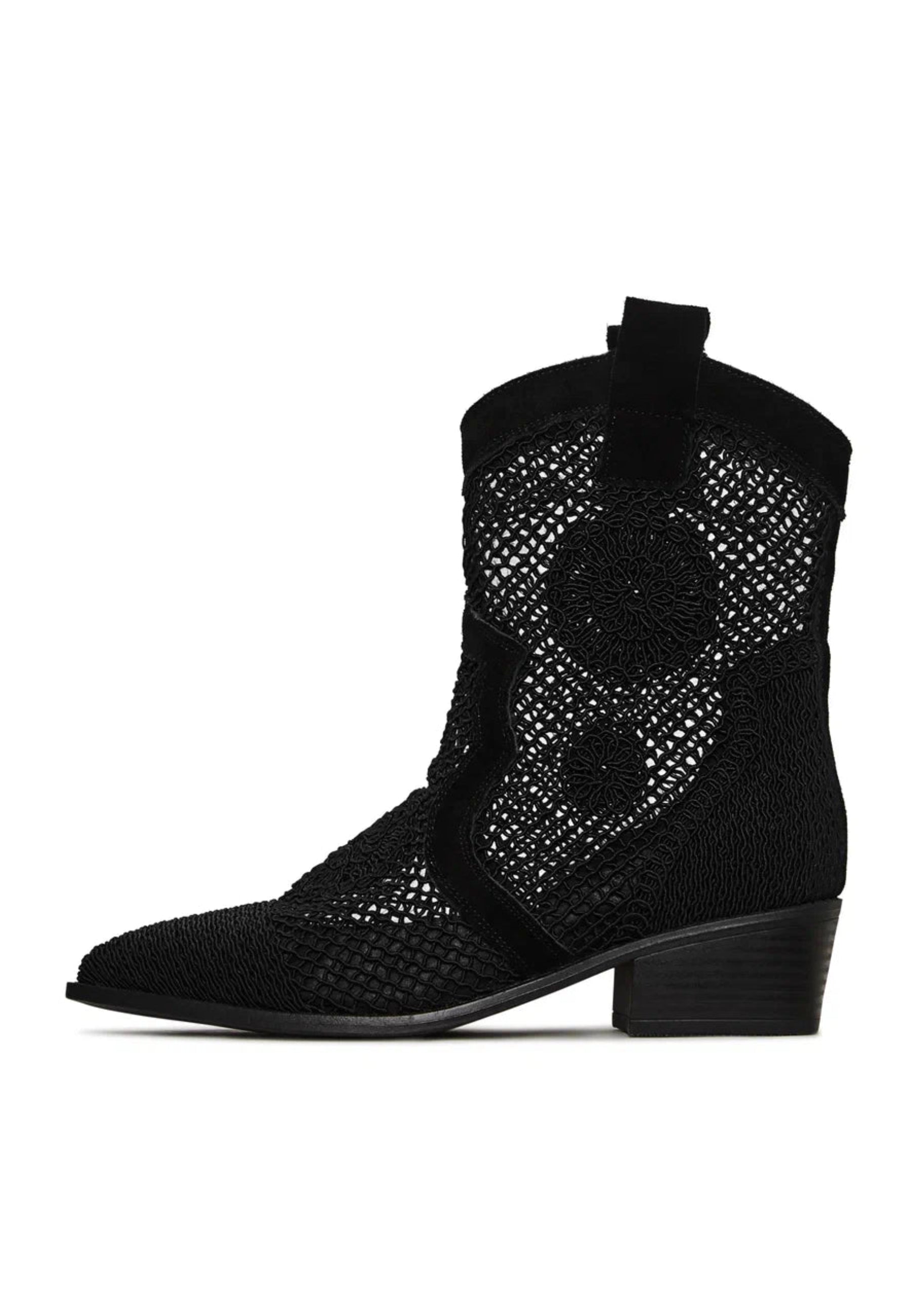 Suede Cowboy Boots - Black