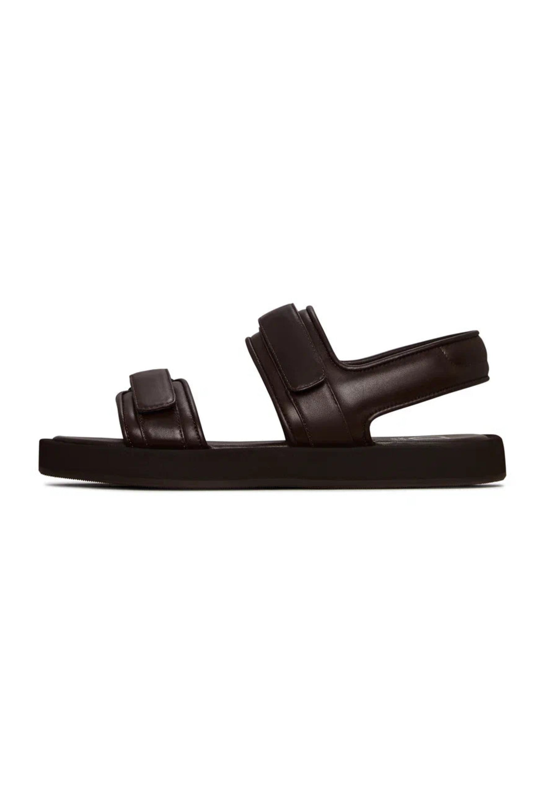 Leather Comfort Velcro Sandals - Dark Brown