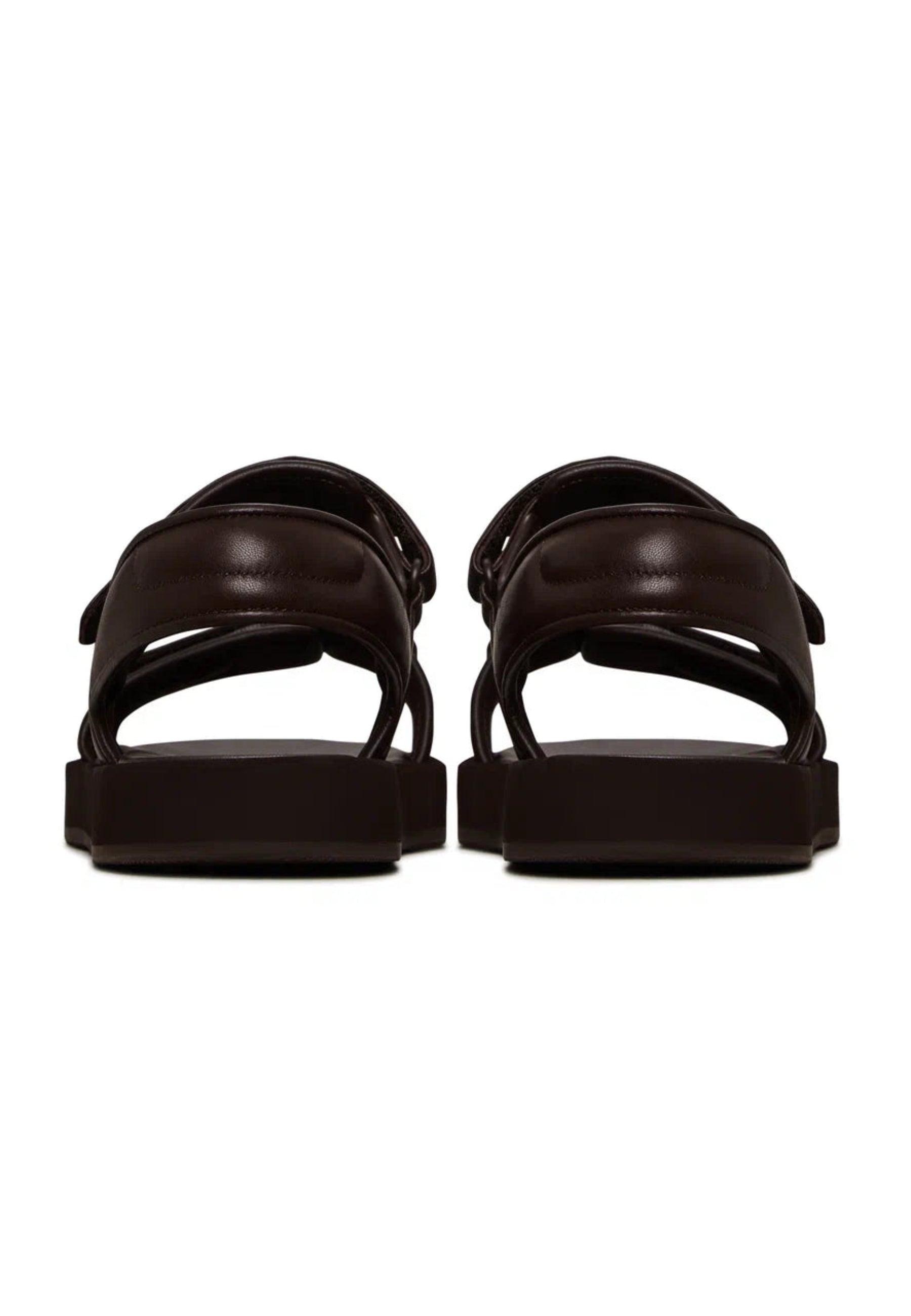 Leather Comfort Velcro Sandals - Dark Brown