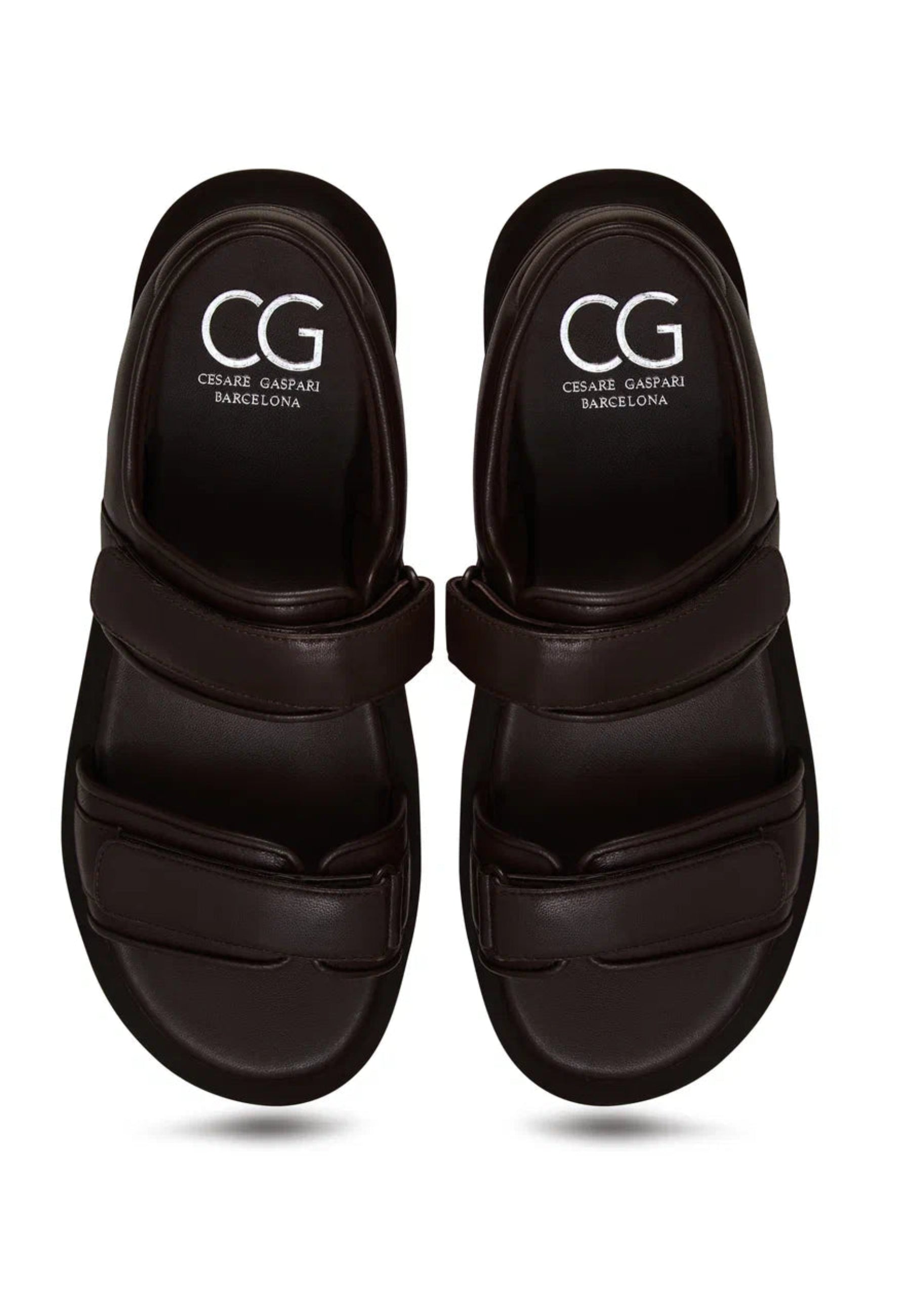 Leather Comfort Velcro Sandals - Dark Brown