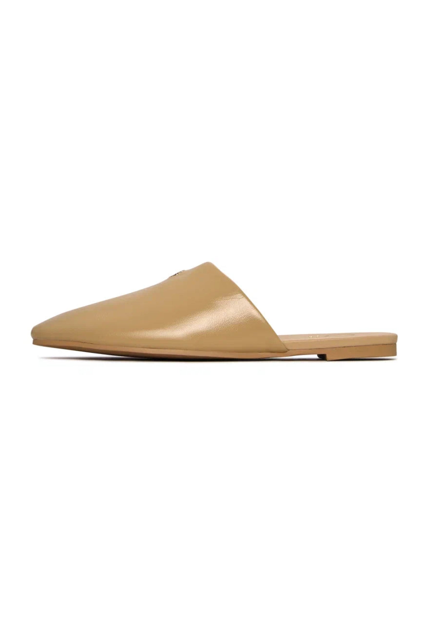 Minimalist Leather Mules - Beige