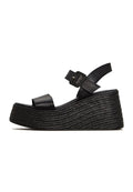Horizon Woven Platform Sandals - Black
