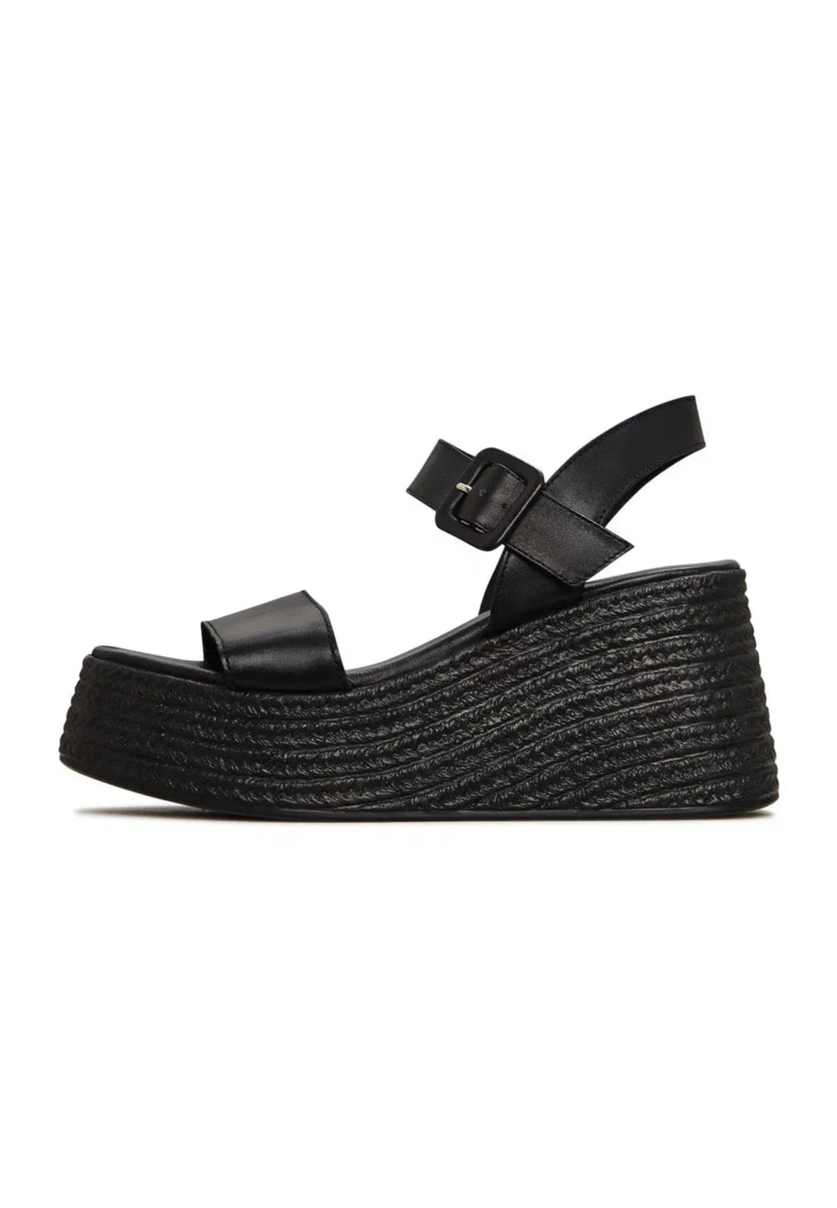 Horizon Woven Platform Sandals - Black