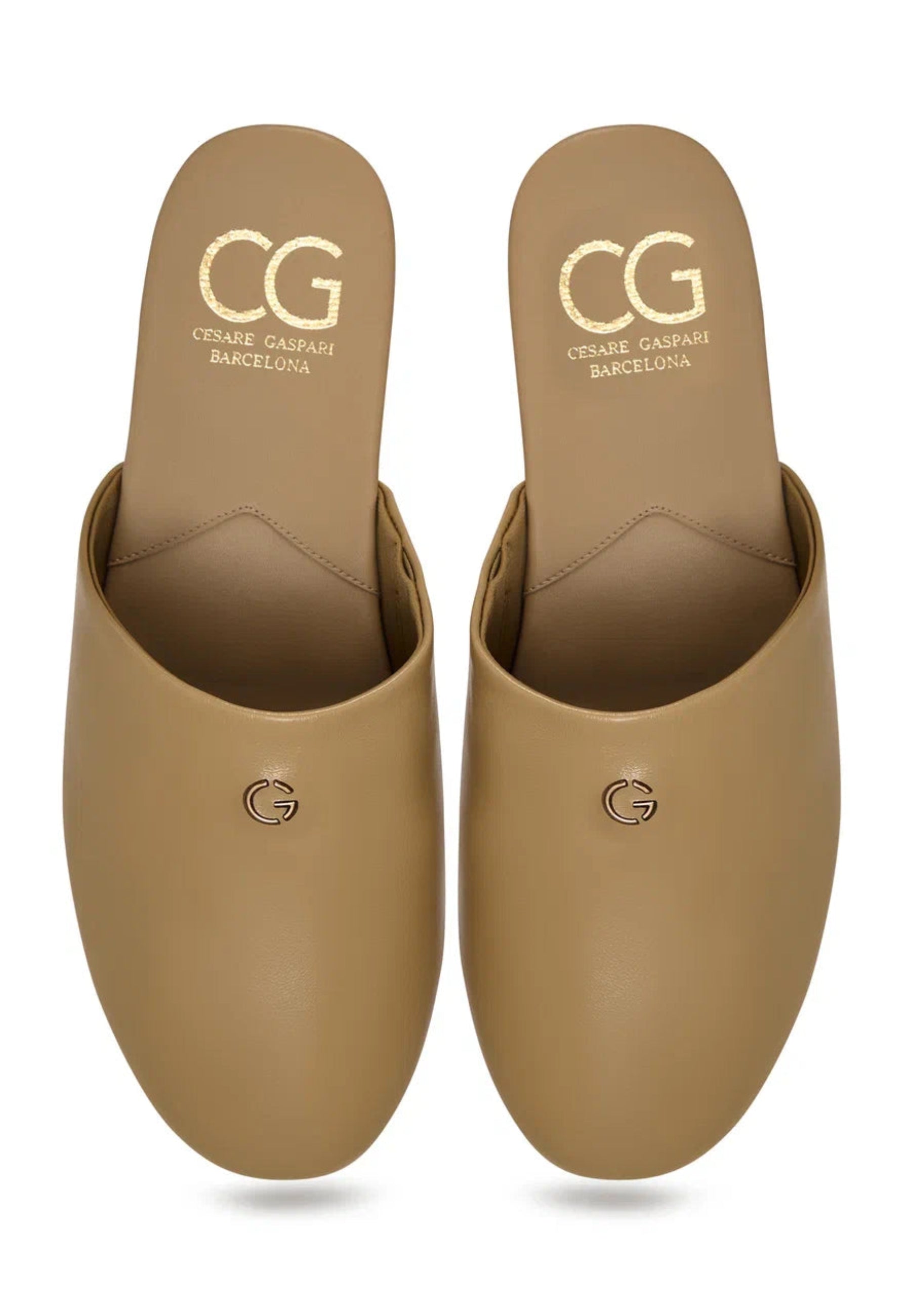 Minimalist Leather Mules - Beige