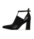 Elevated T-Strap Block Heels - Patent Black