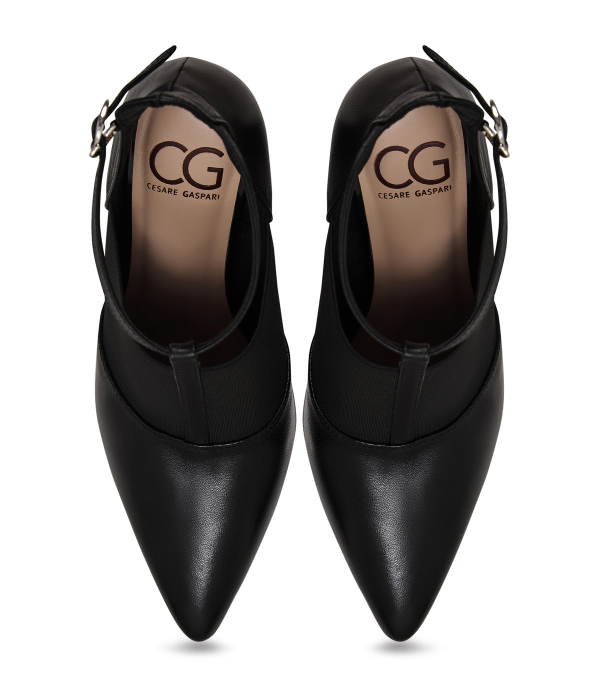 Elevated T-Strap Block Heels - Patent Black