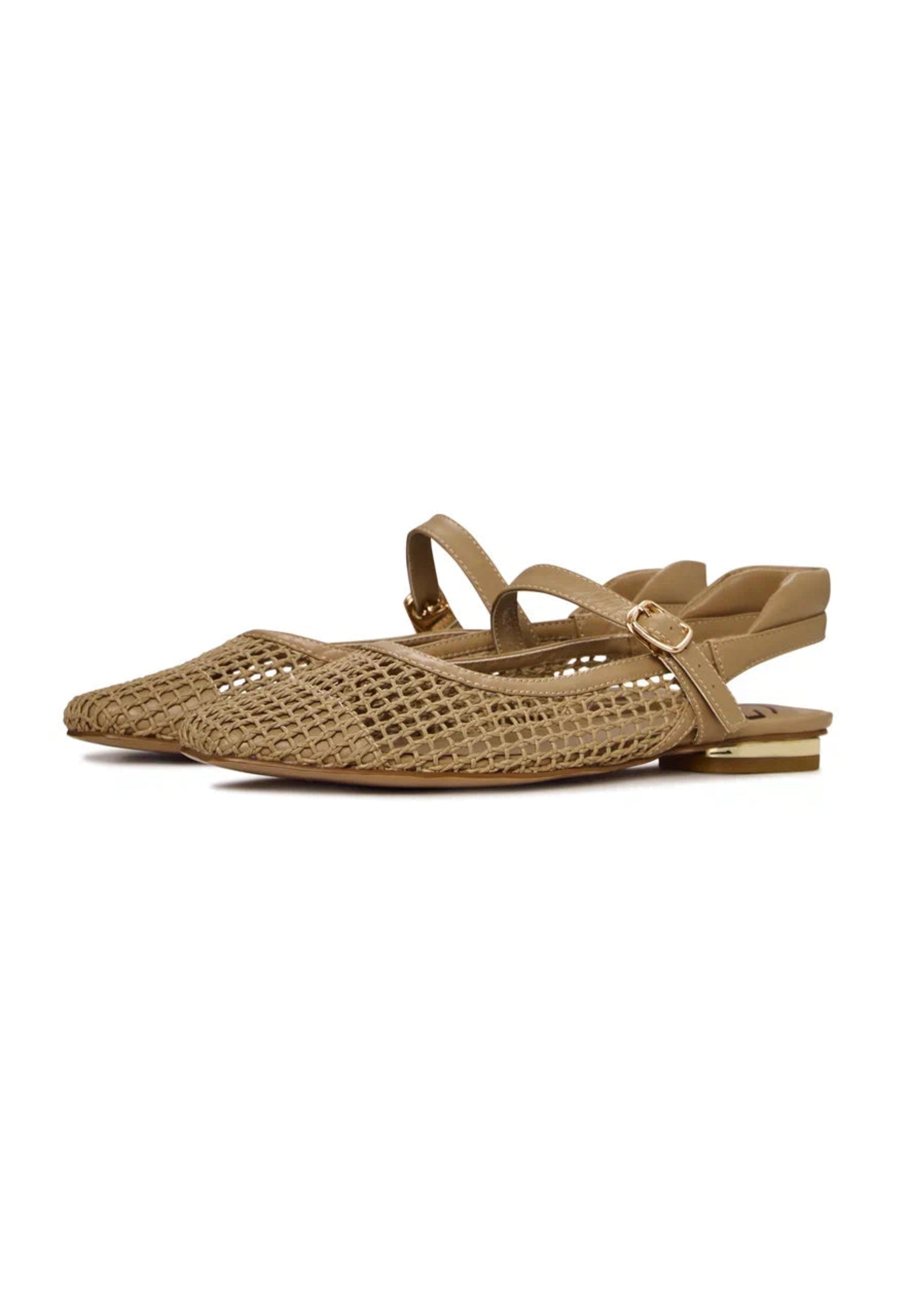 Woven Slingback Flats - Beige