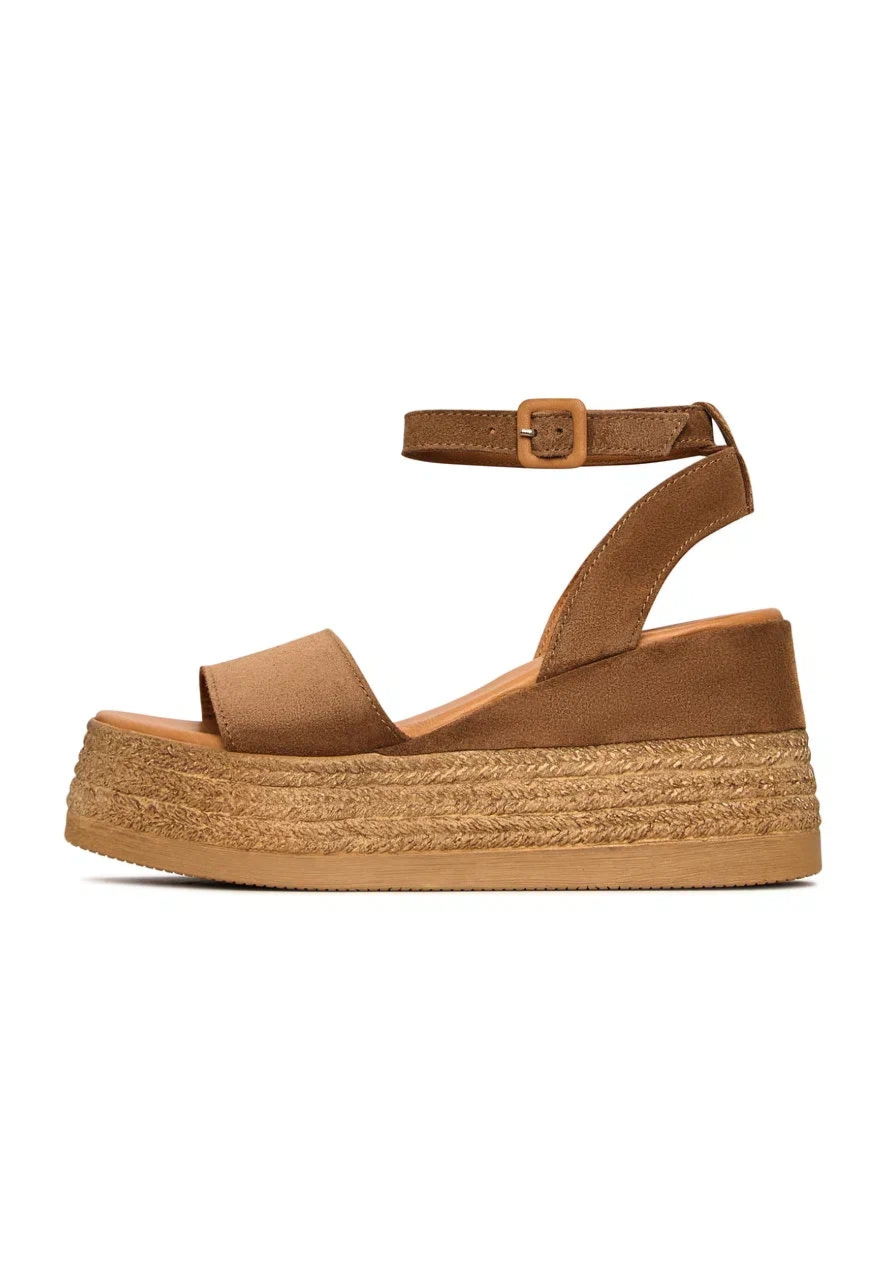 Suede Platform Sandals - Bronze