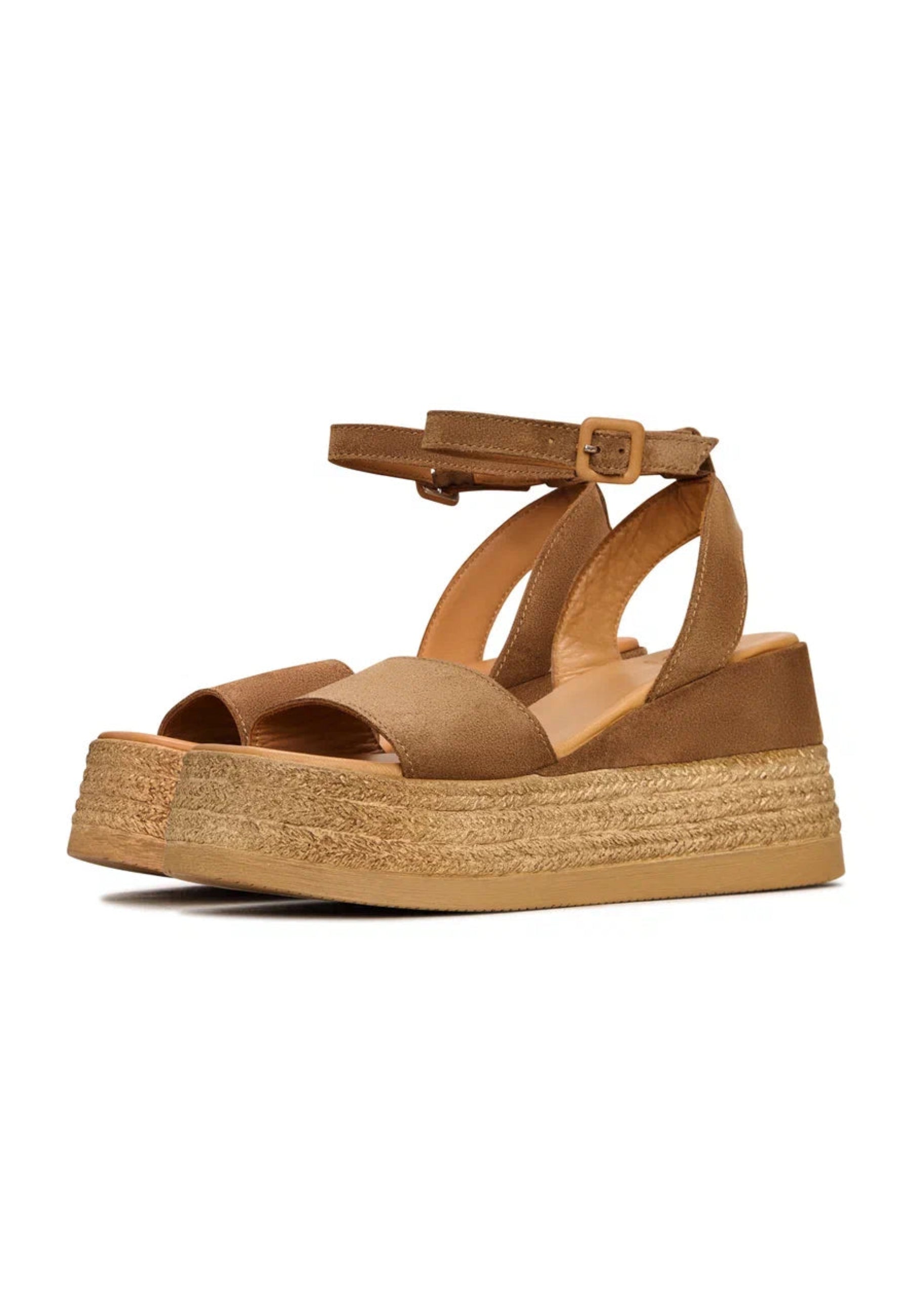 Suede Platform Sandals - Bronze