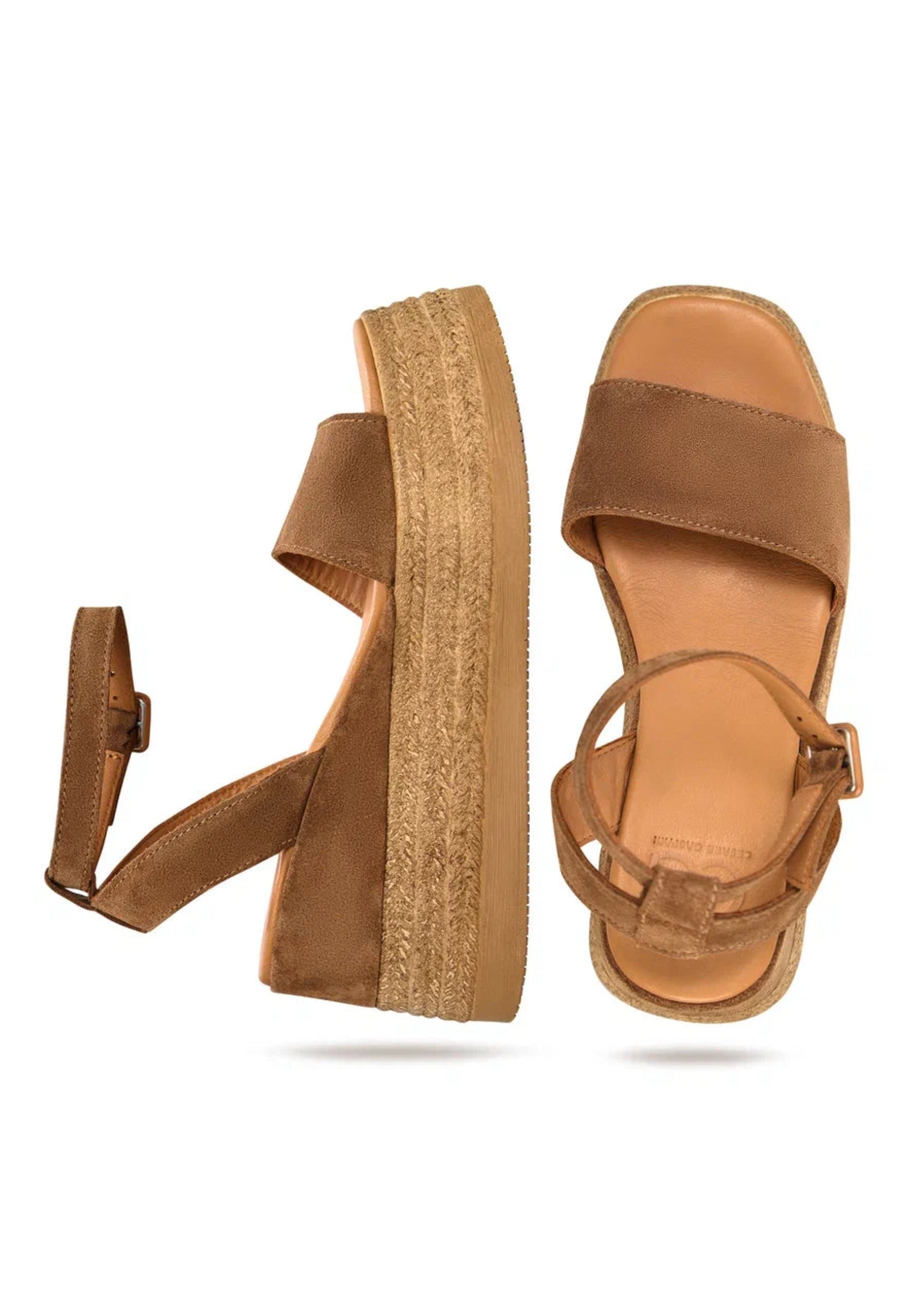 Suede Platform Sandals - Bronze