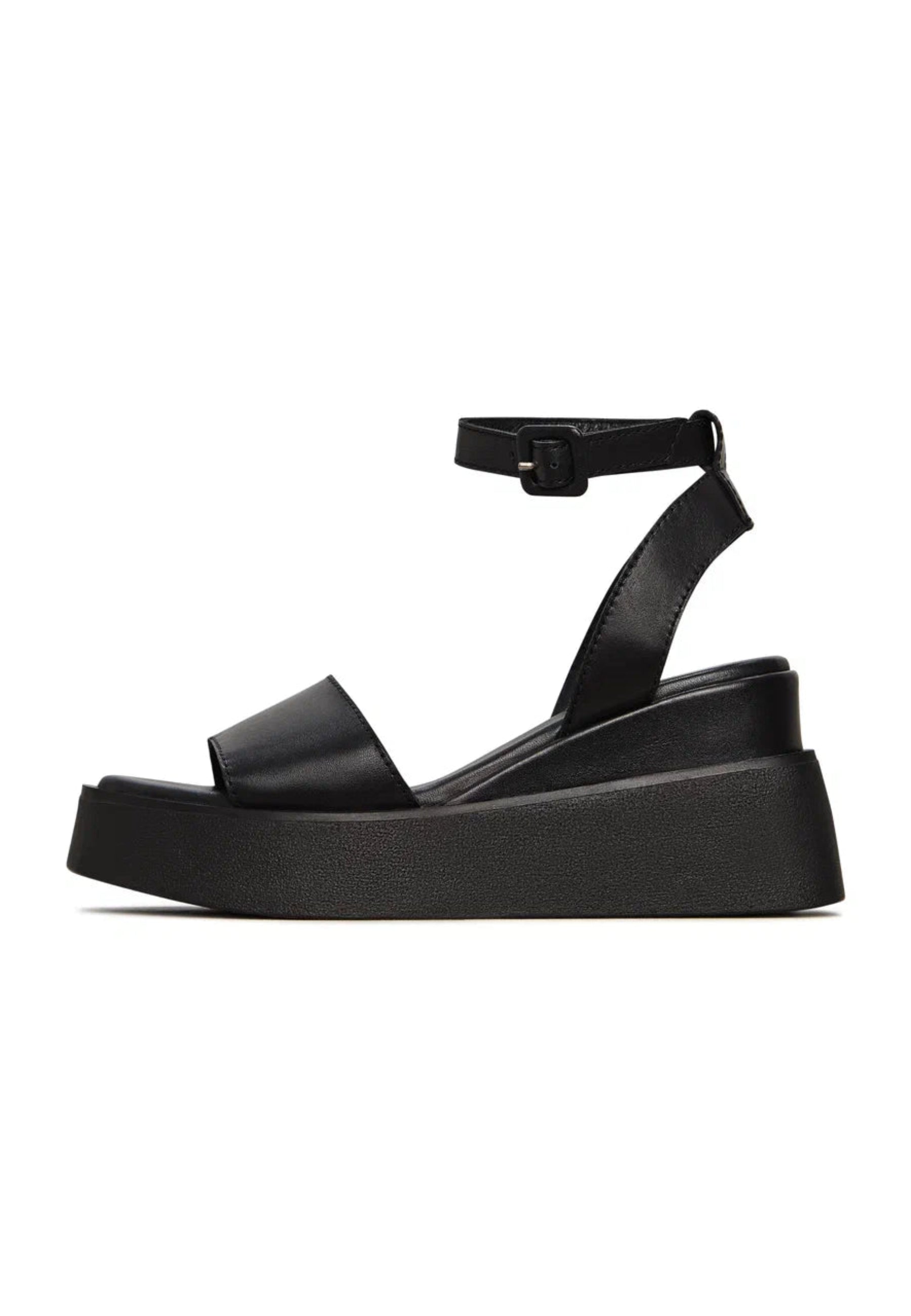 Leather Platform Sandals - Black