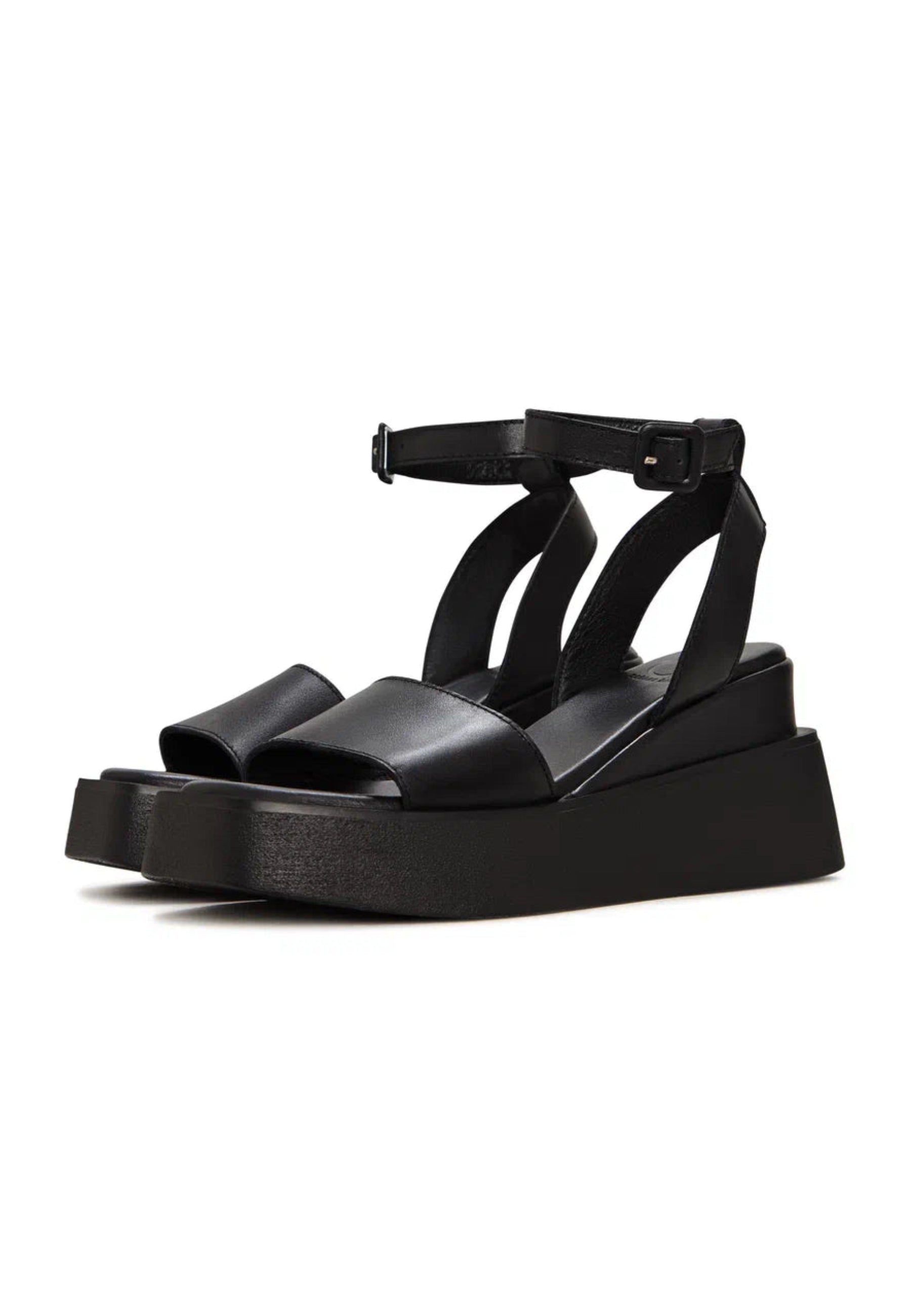 Leather Platform Sandals - Black