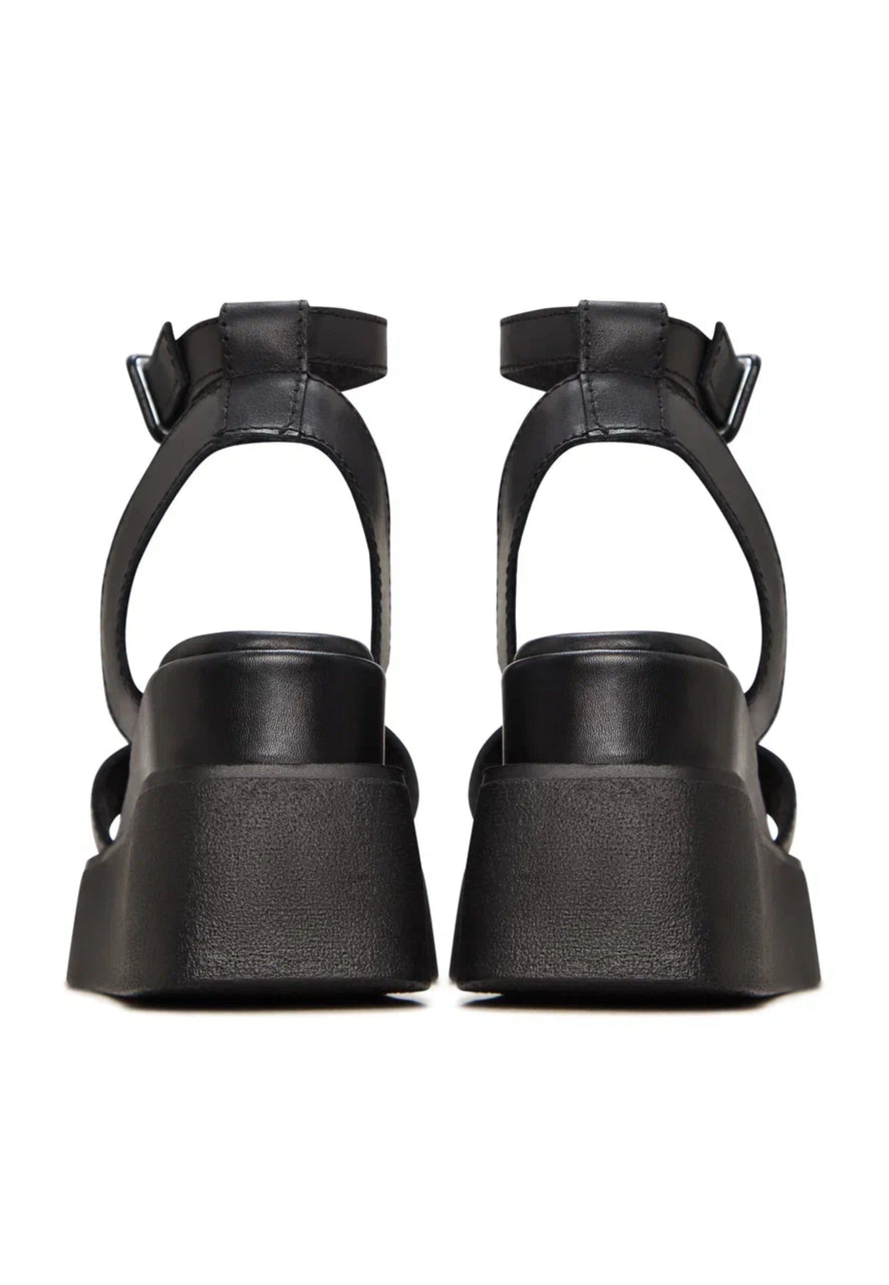 Leather Platform Sandals - Black