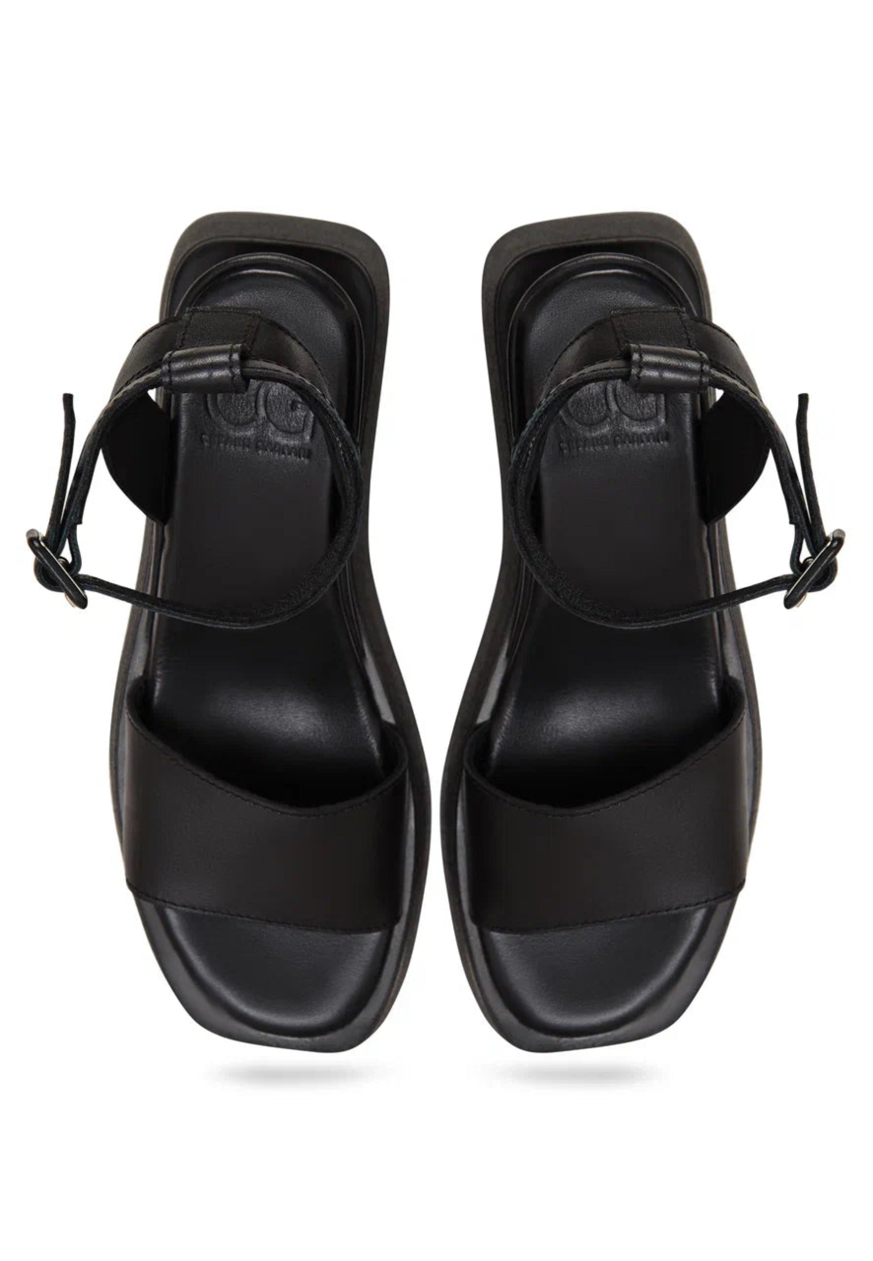 Leather Platform Sandals - Black