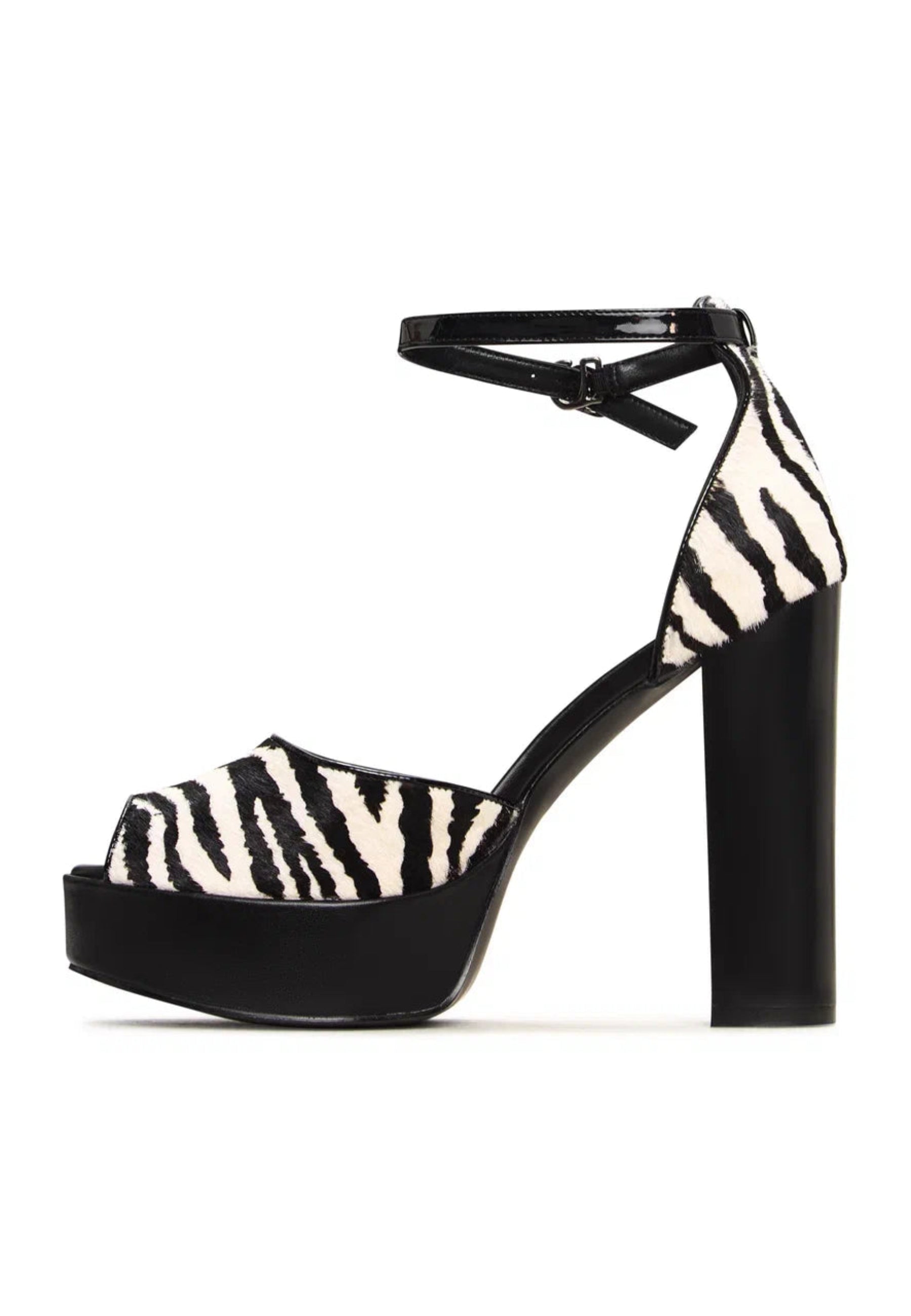 Charm Block Heel Pumps - Zebra