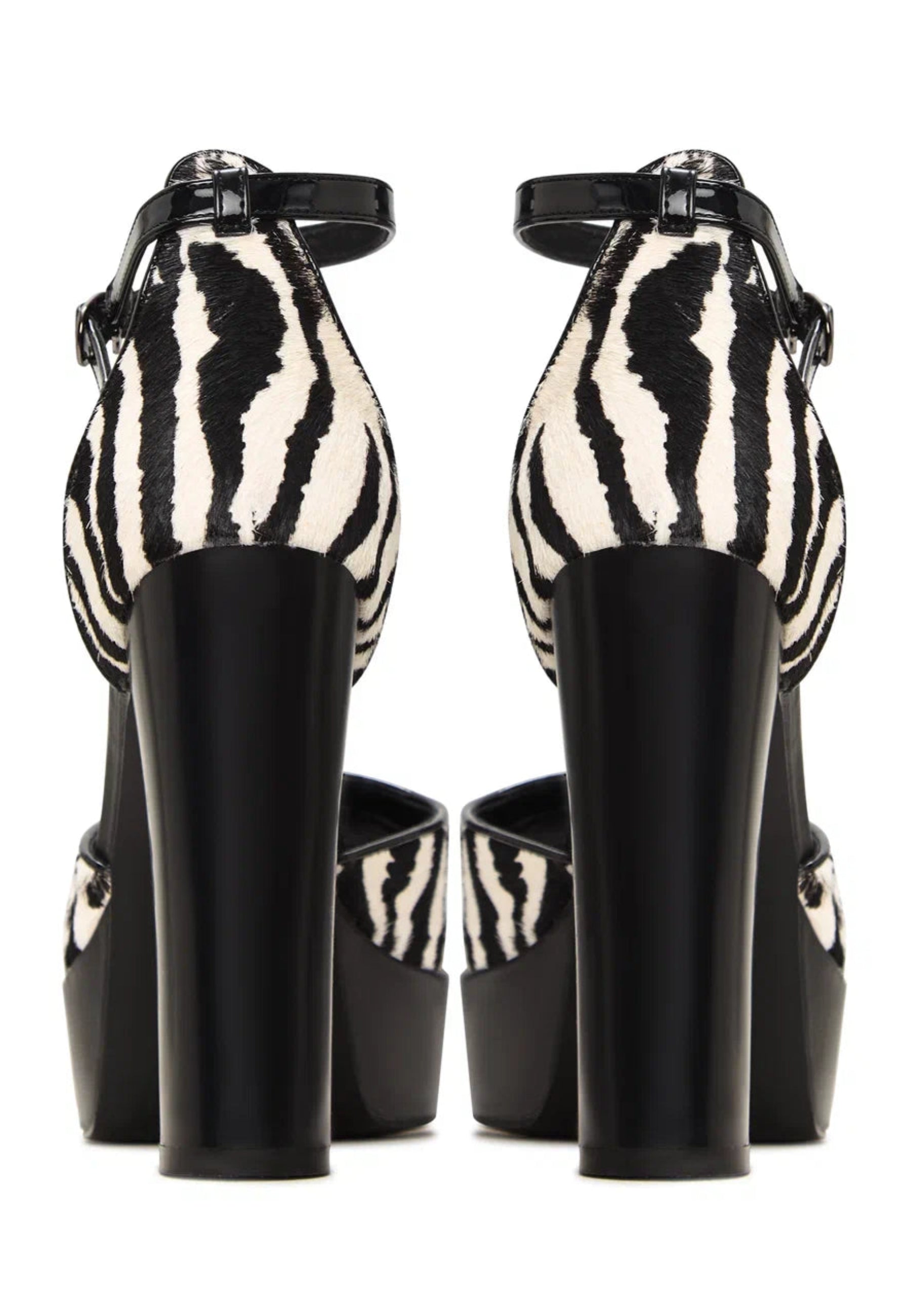 Charm Block Heel Pumps - Zebra