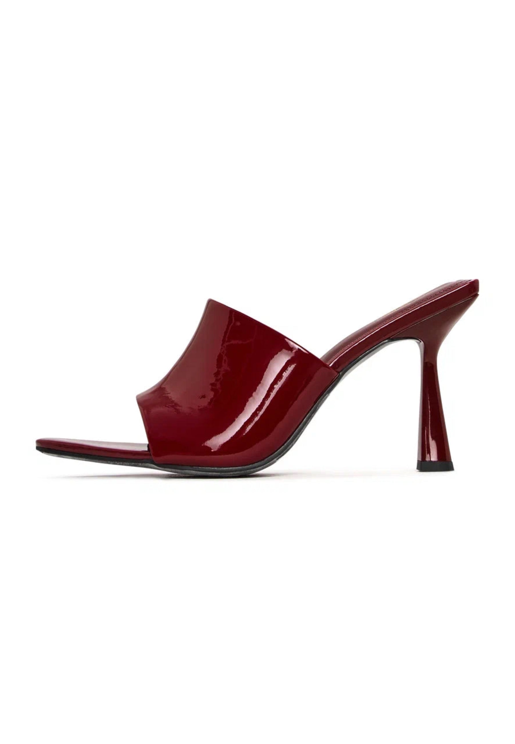 Minimalist Heeled Mules - Bordeaux