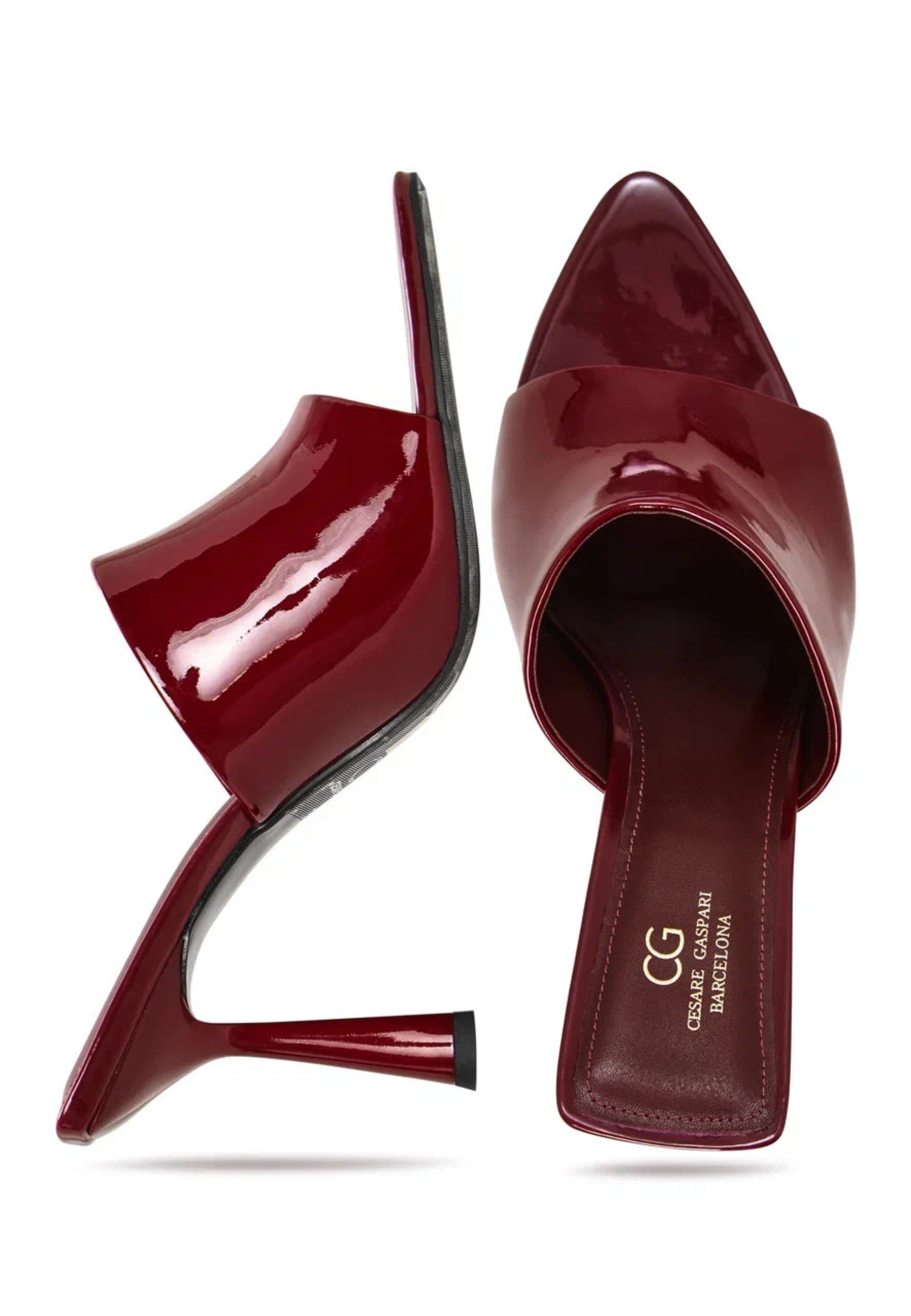 Minimalist Heeled Mules - Bordeaux